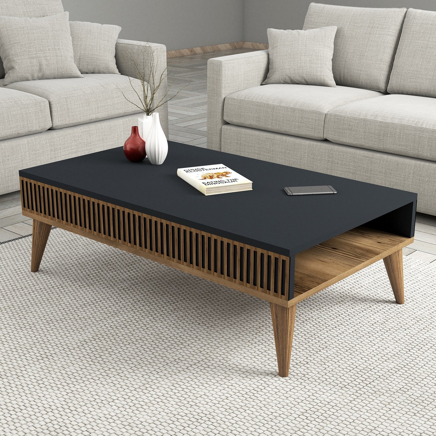 Milan Coffee Table Walnut Brown Anthracite