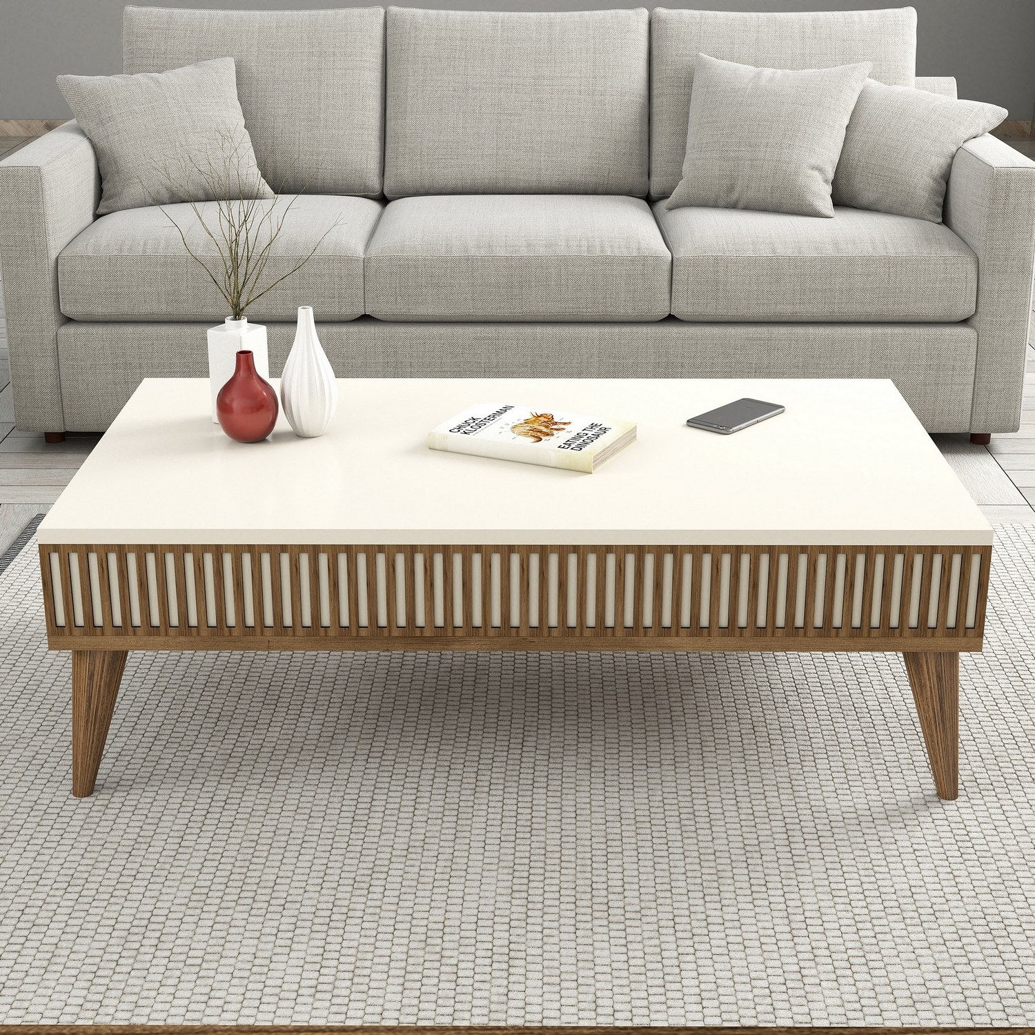 Milan Coffee Table Walnut Brown Cream