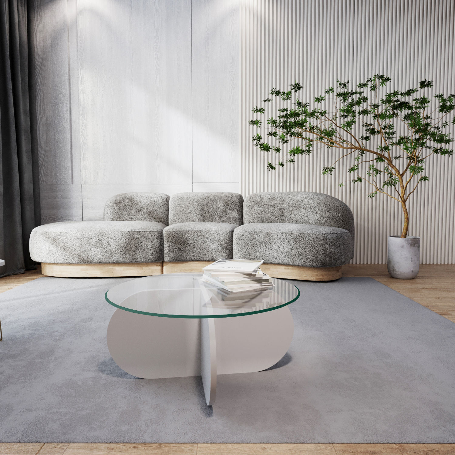 Bubble Coffee Table Safety Glass White Ø75cm