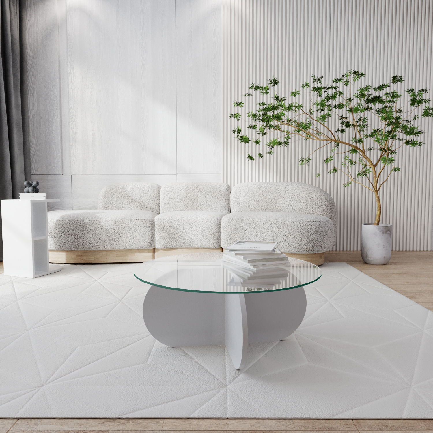Bubble Coffee Table Safety Glass White Ø75cm