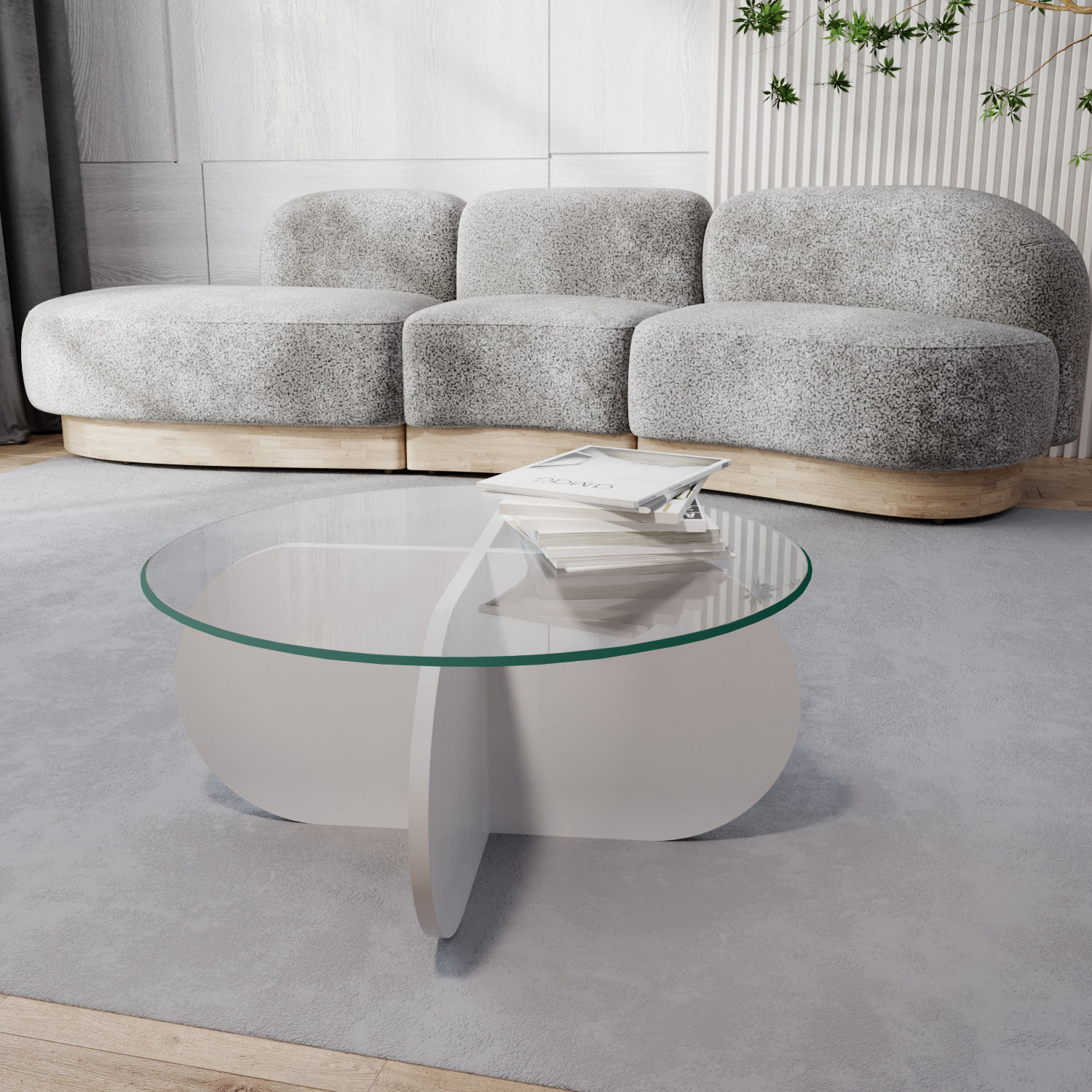 Bubble Coffee Table Safety Glass White Ø75cm