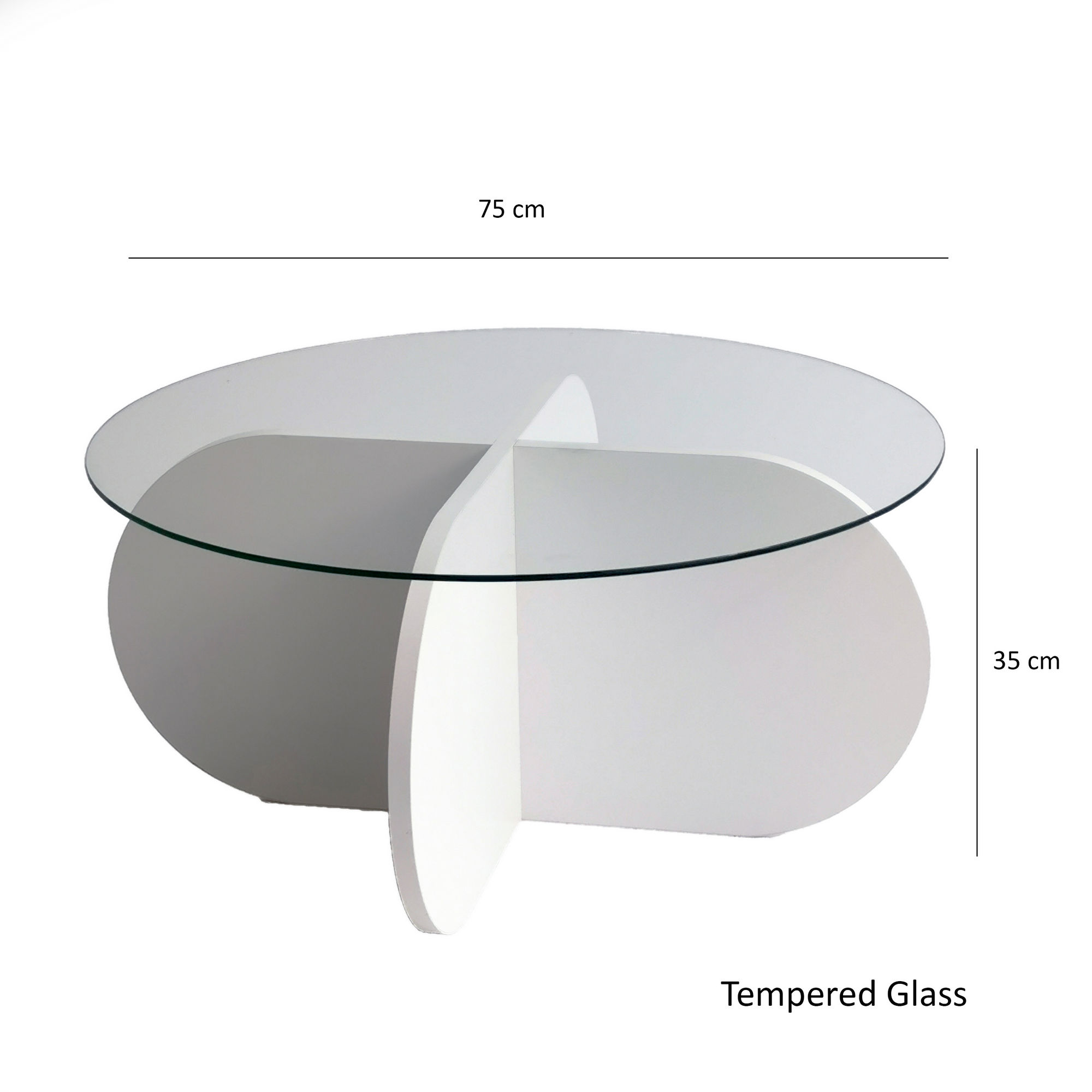 Bubble Coffee Table Safety Glass White Ø75cm