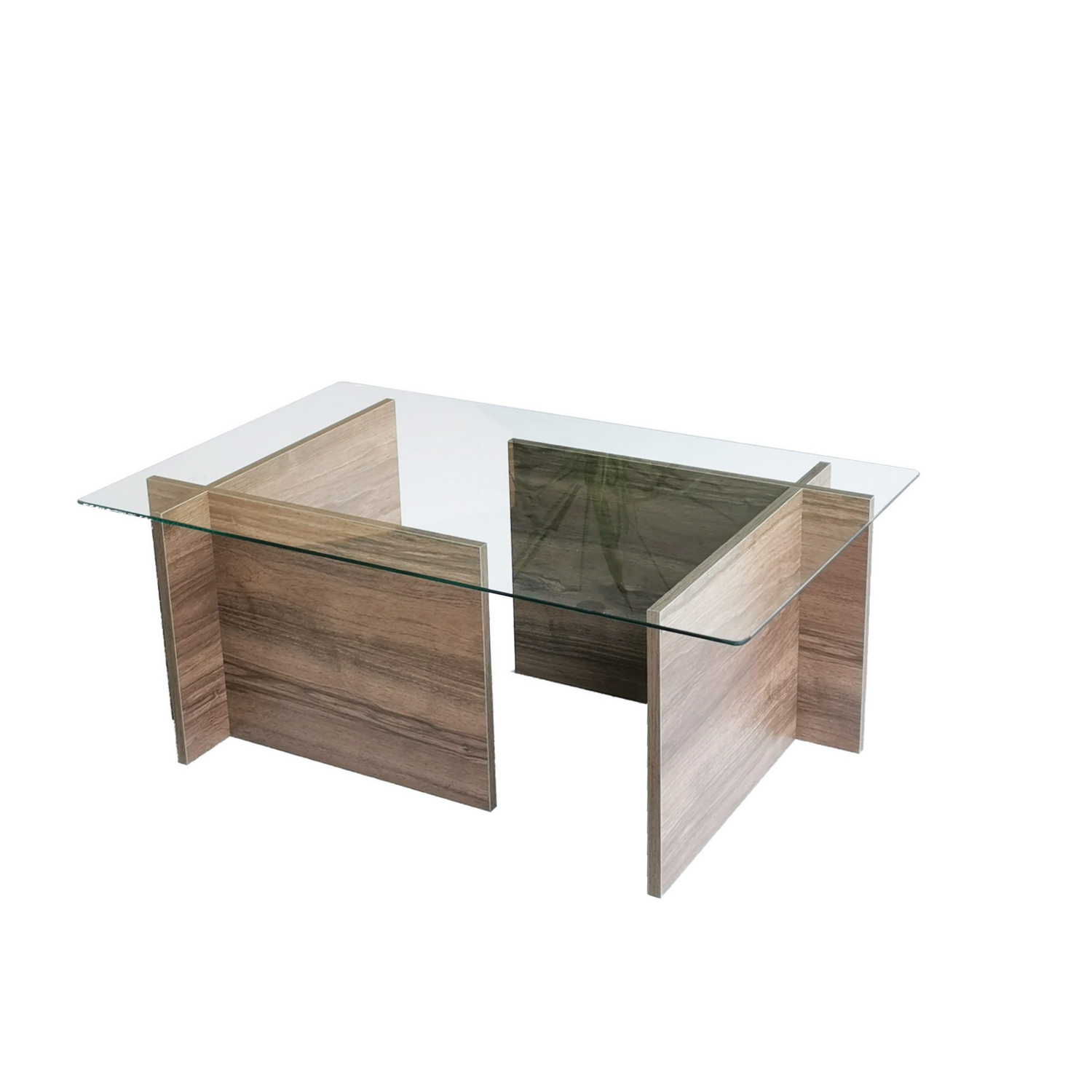 New Escape Coffee table Safety glass Walnut brown