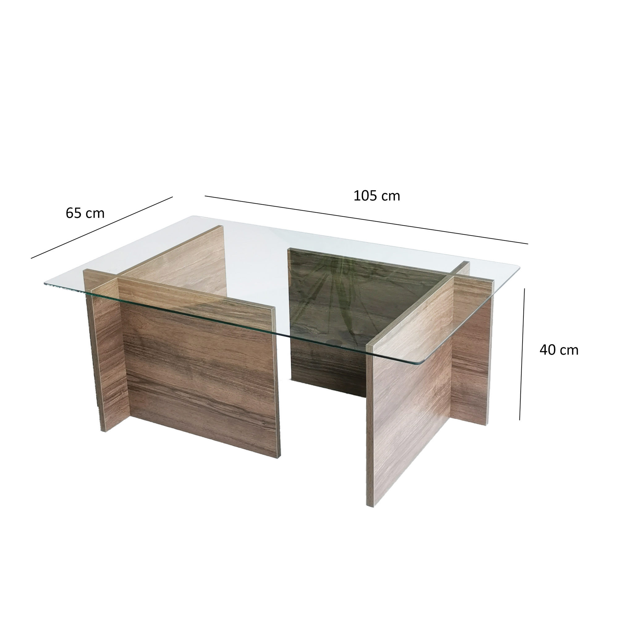 New Escape Coffee table Safety glass Walnut brown