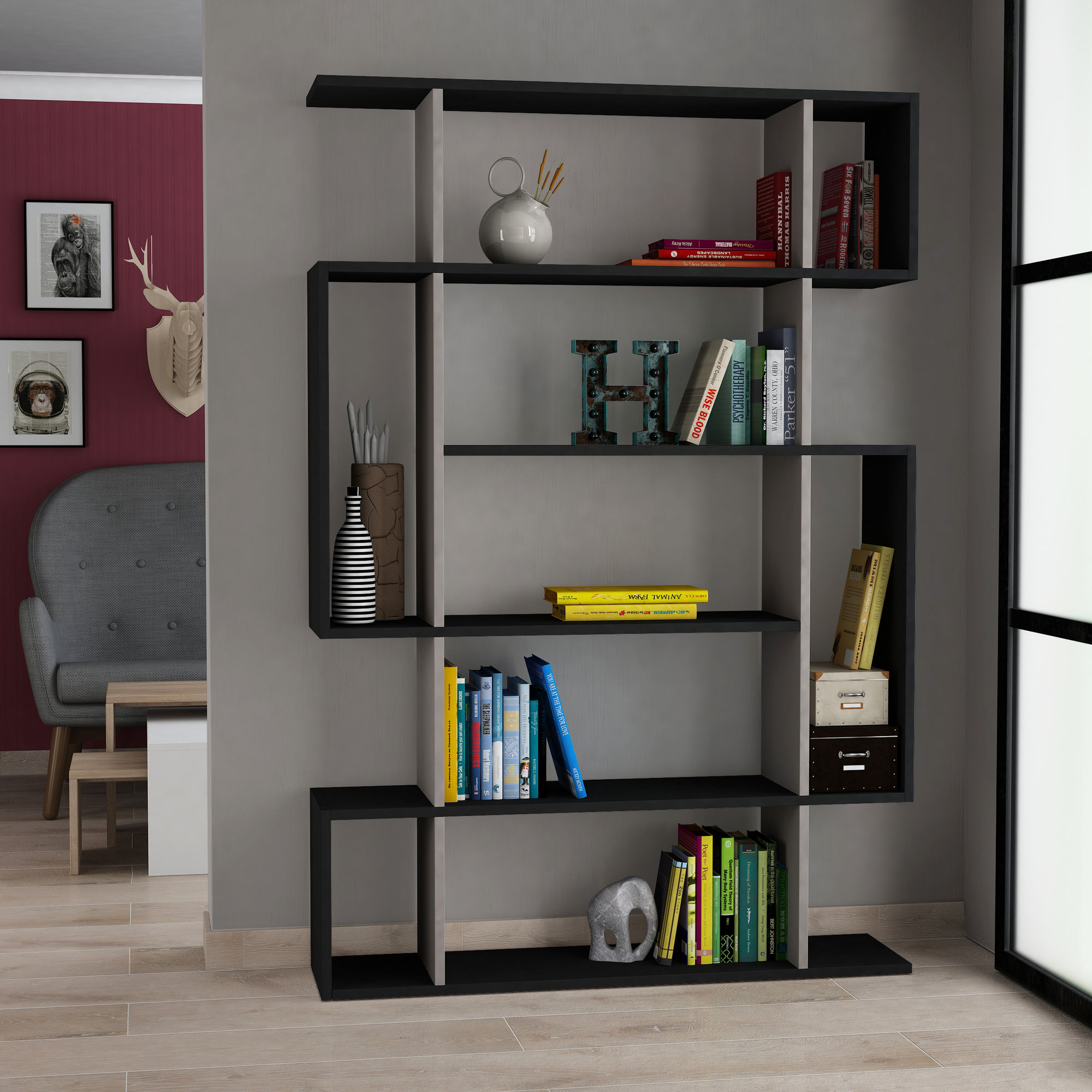 Mito Bookshelf Anthracite Light Mocha