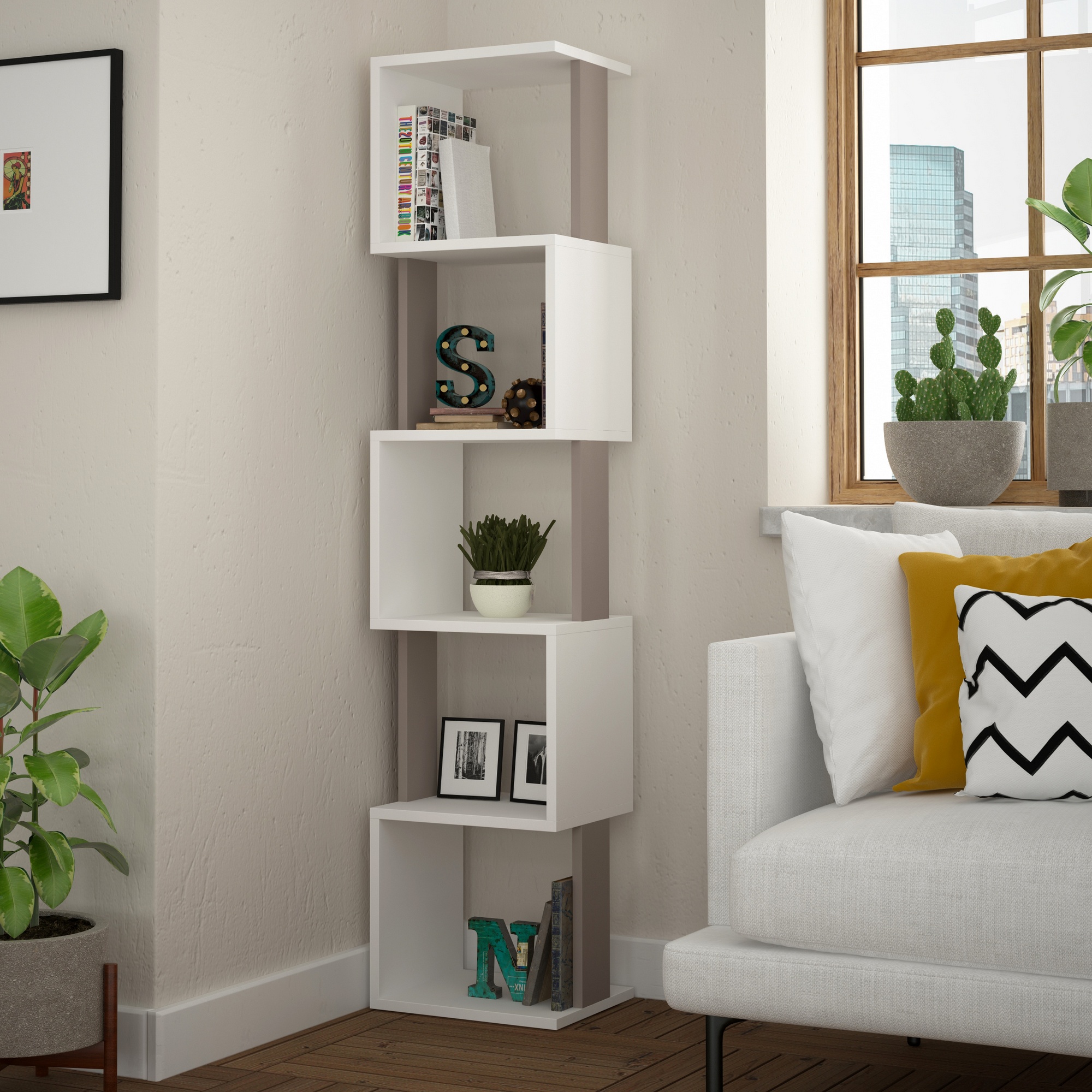 Piri Bookshelf White Light Mocha