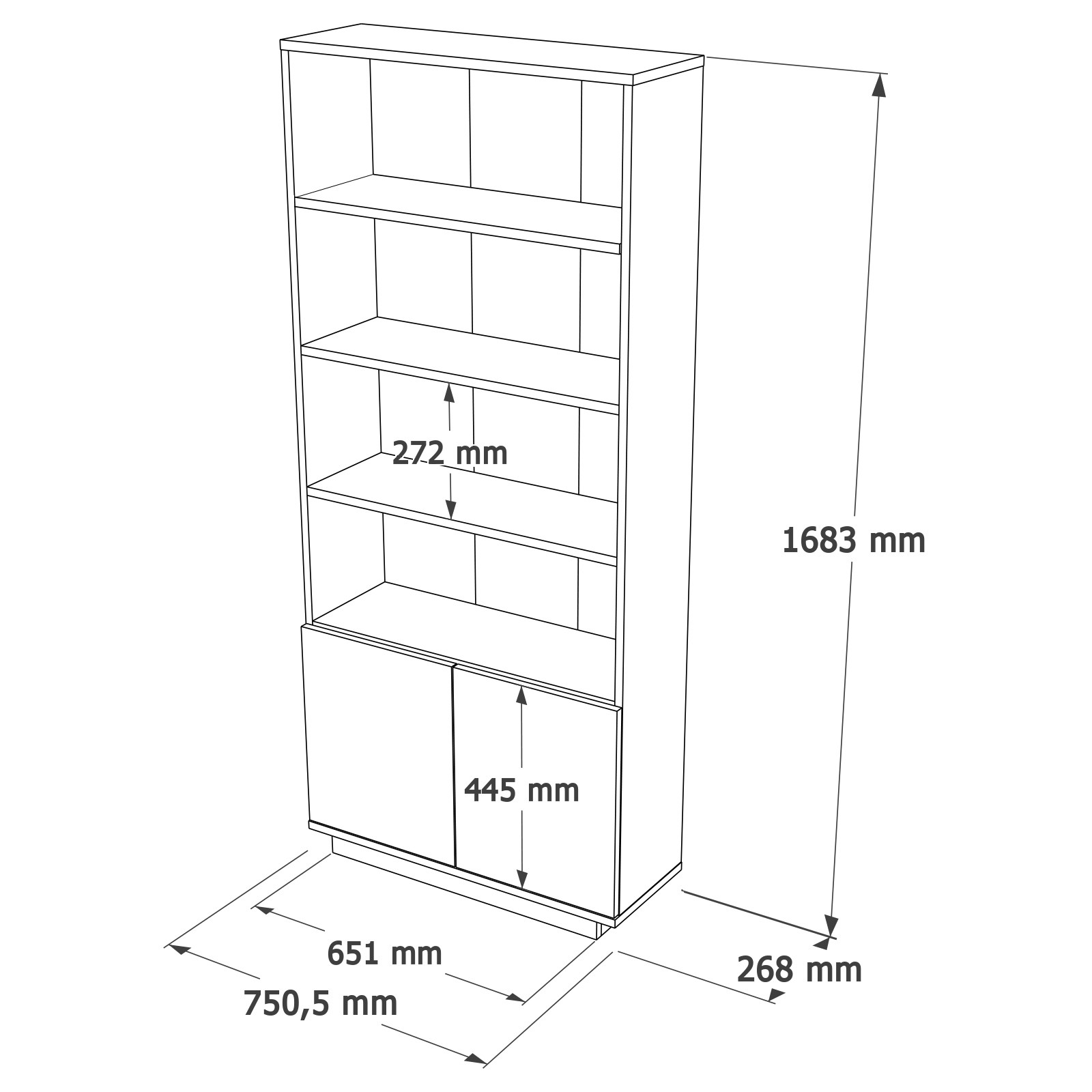 Lori Bookshelf Grey