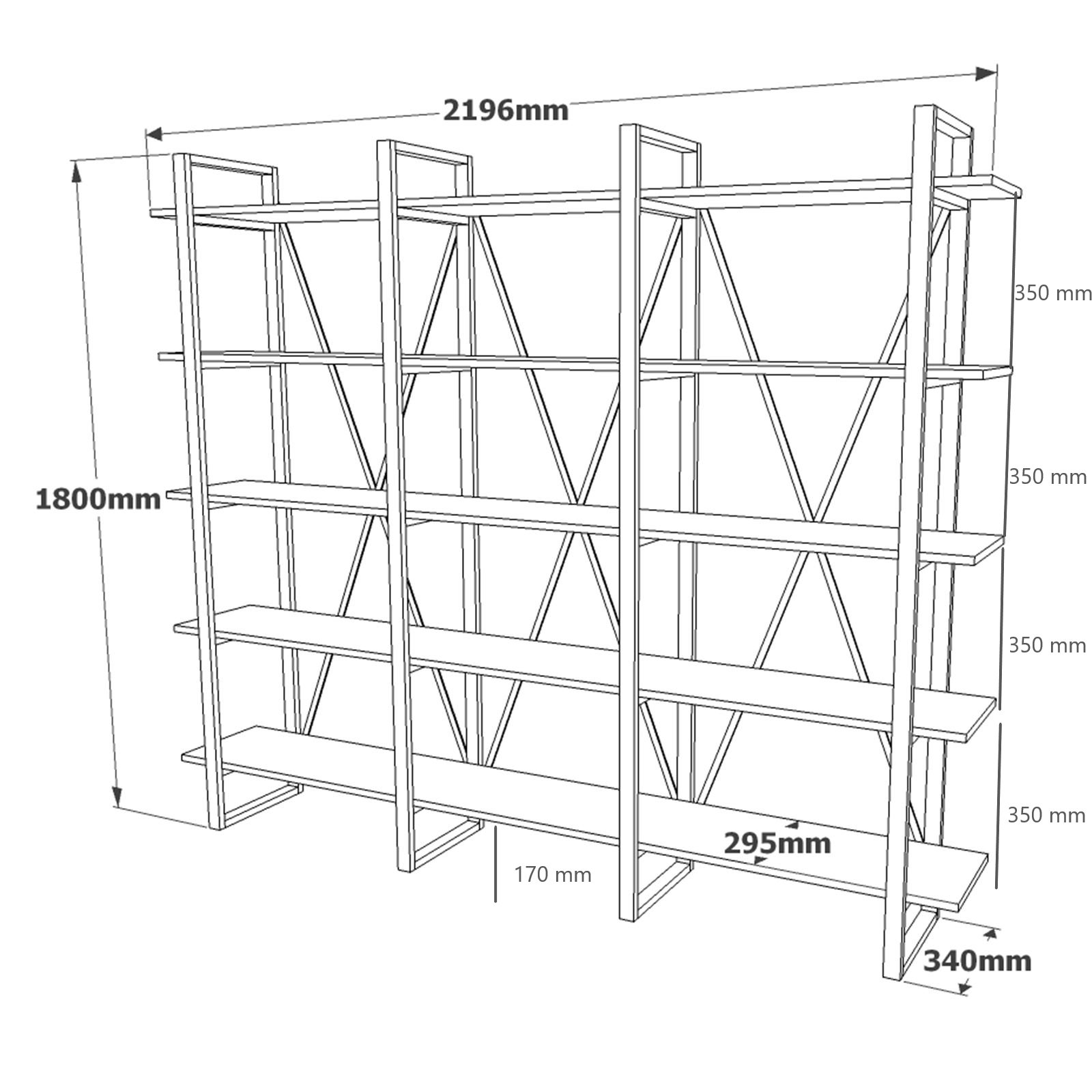Bookshelf Brown Black 219.6cm