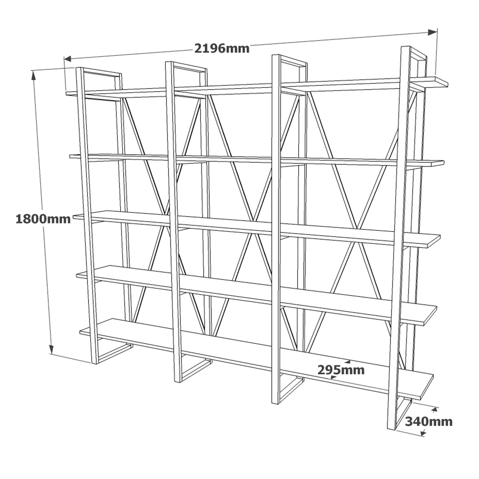 Bookshelf Brown Black 219.6cm