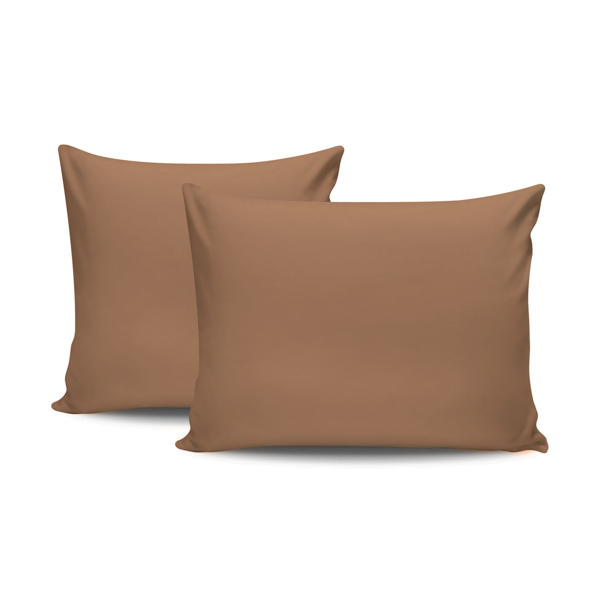 2x Pillowcase Ranforce Cotton Brown