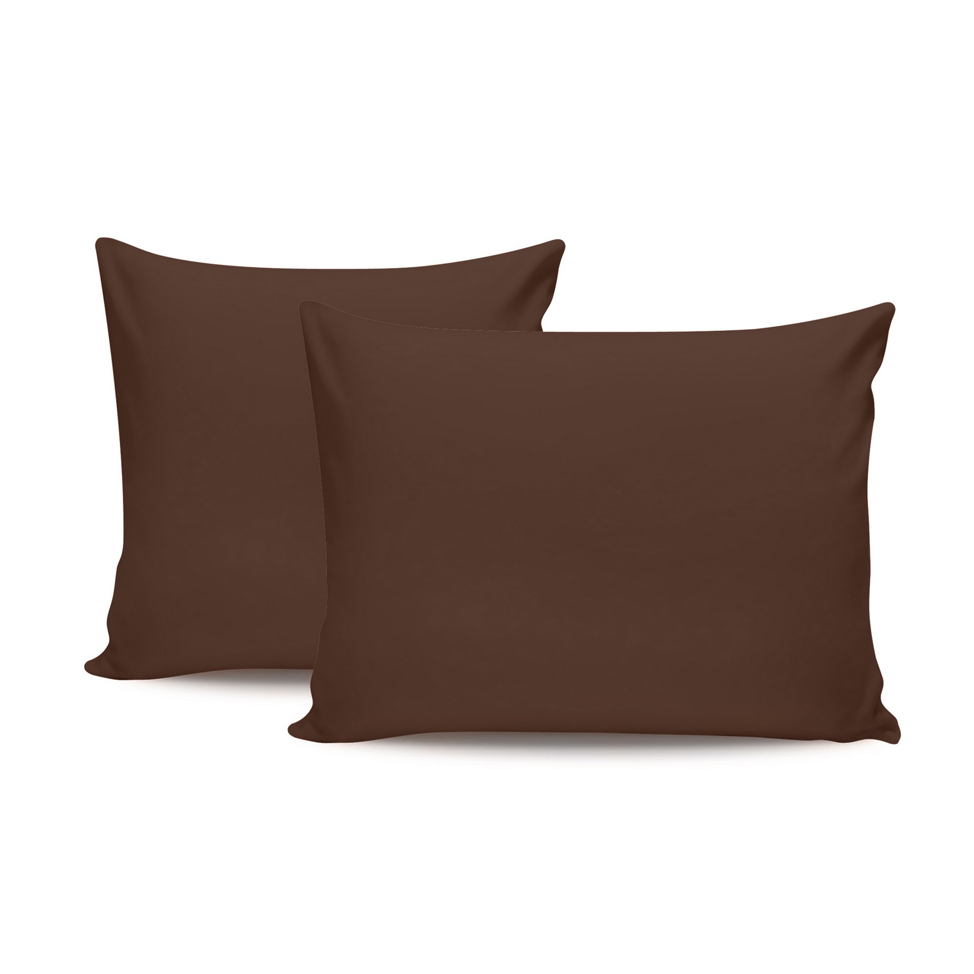 2x Pillowcase Ranforce Cotton Dark Brown