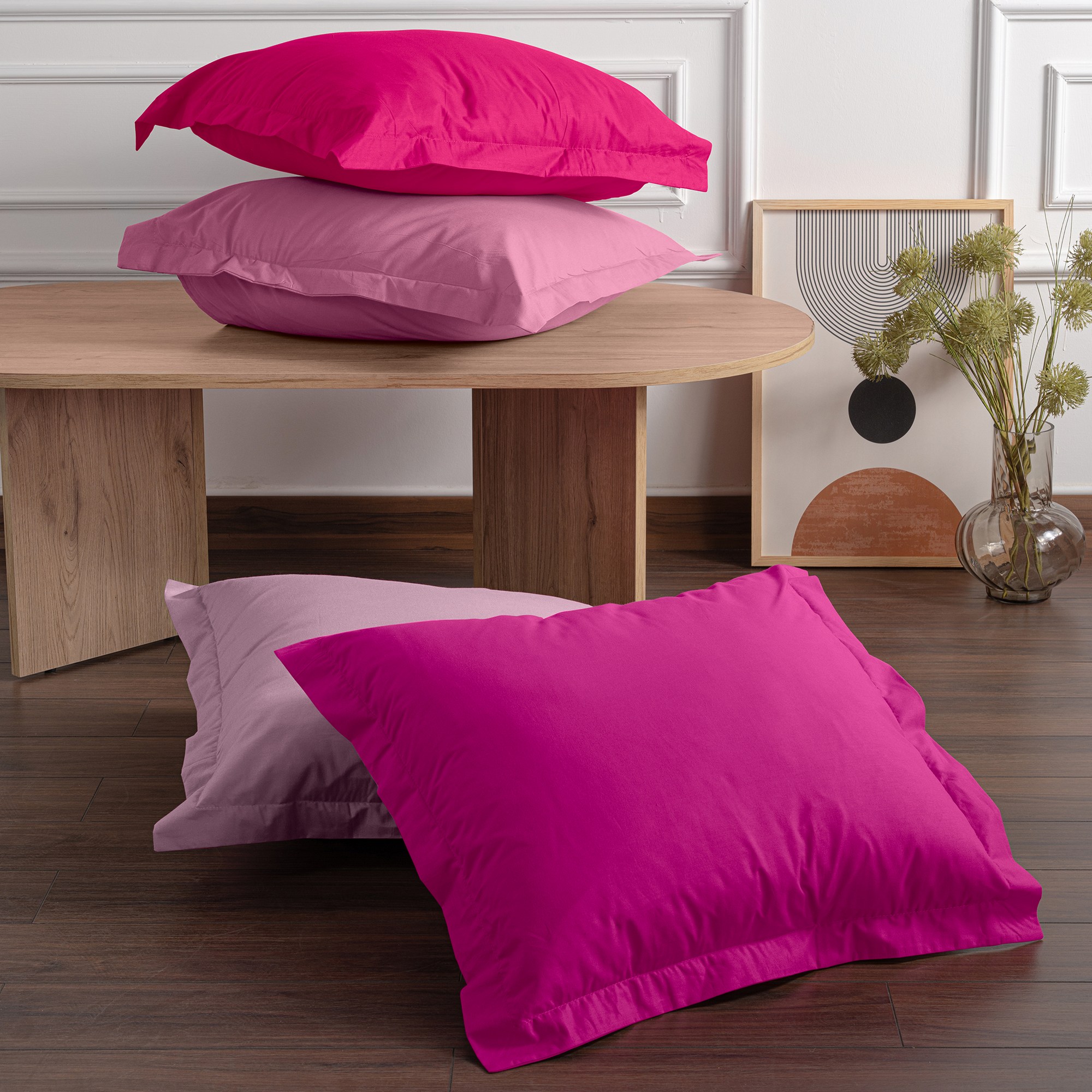 2x Pillowcase Ranforce Cotton Rose