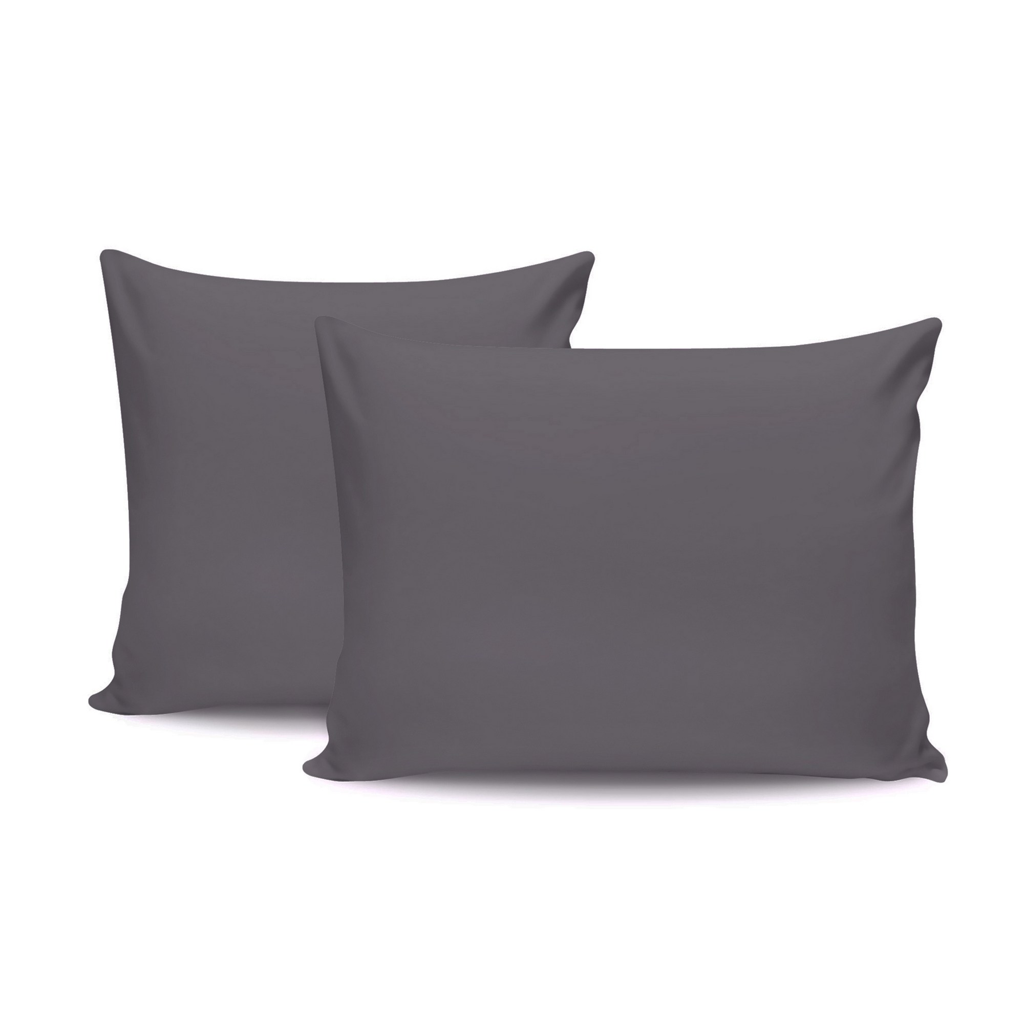 2x Pillowcase Ranforce Cotton Dark Grey