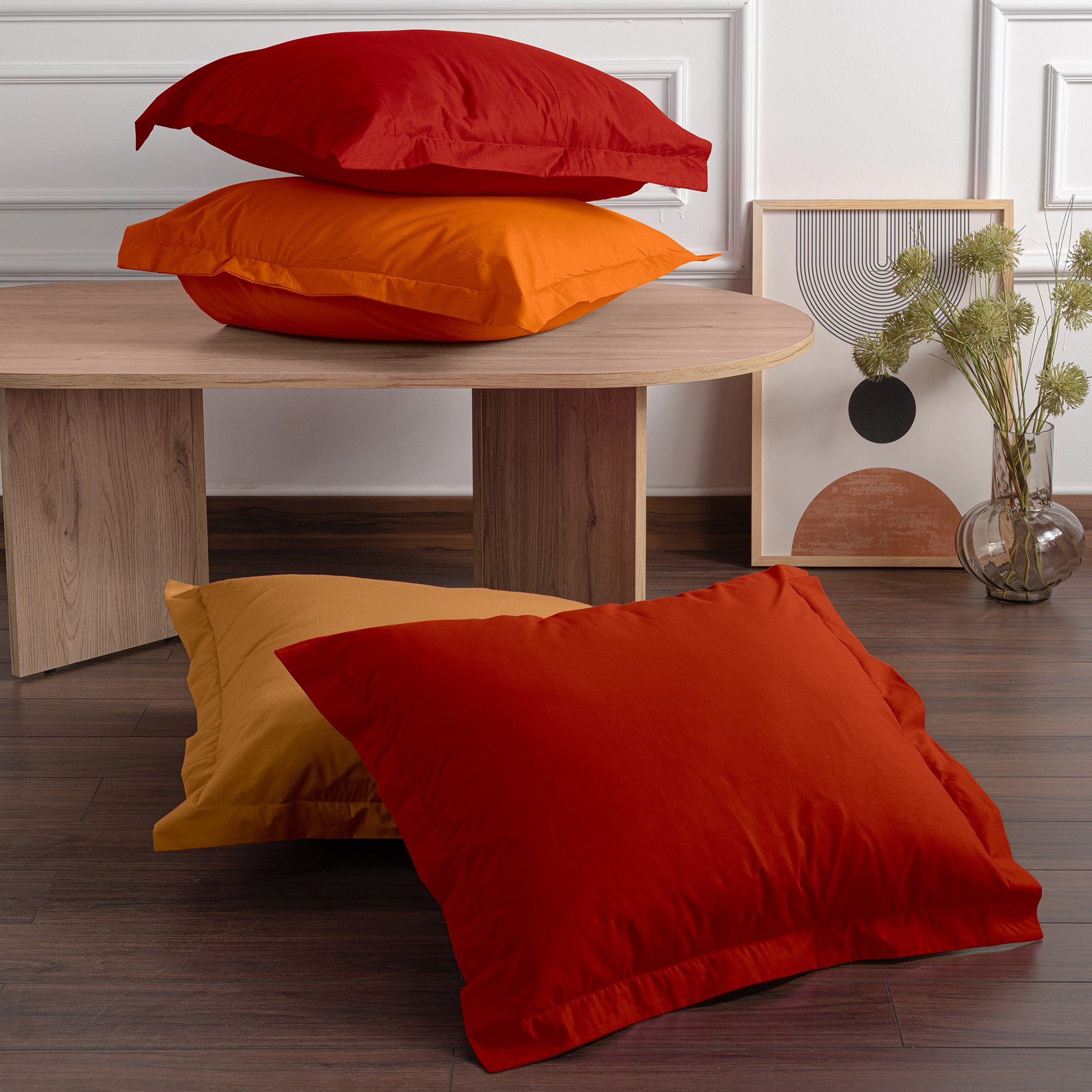 2x pillowcase Ranforce cotton orange