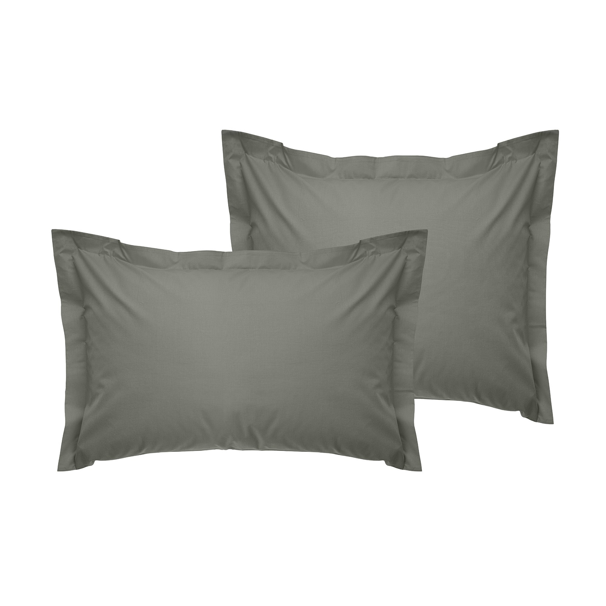 2x Pillowcase Ranforce Cotton Gray