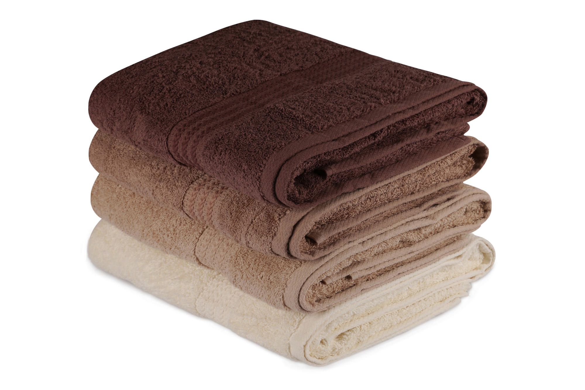 4x Rainbow Bath Towels Cotton Brown