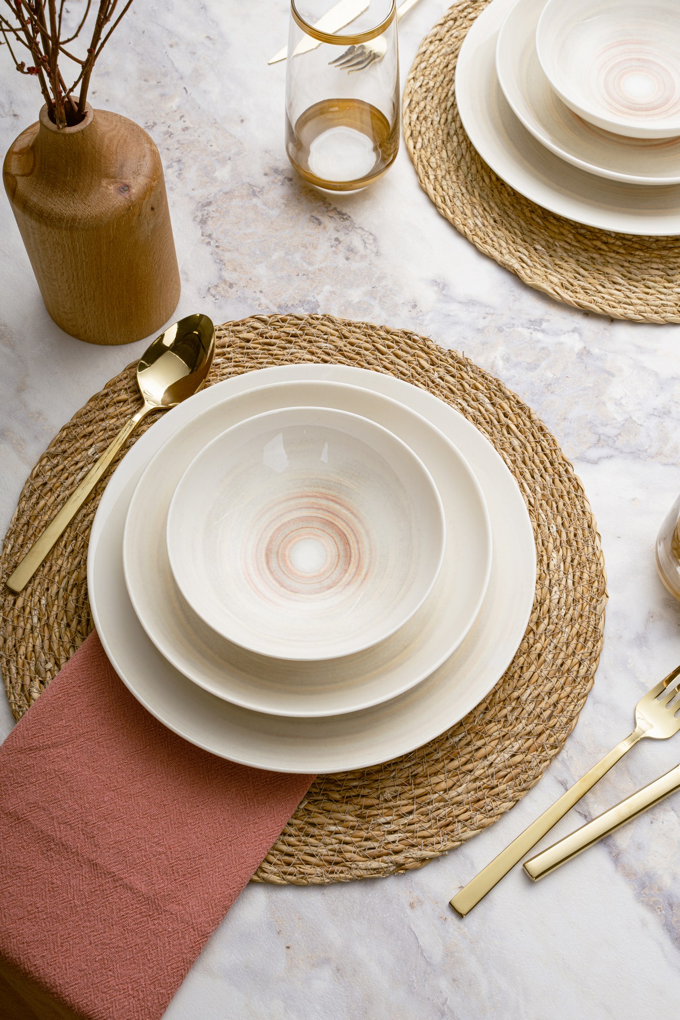 Dinner service 24-piece Porcelain Cream