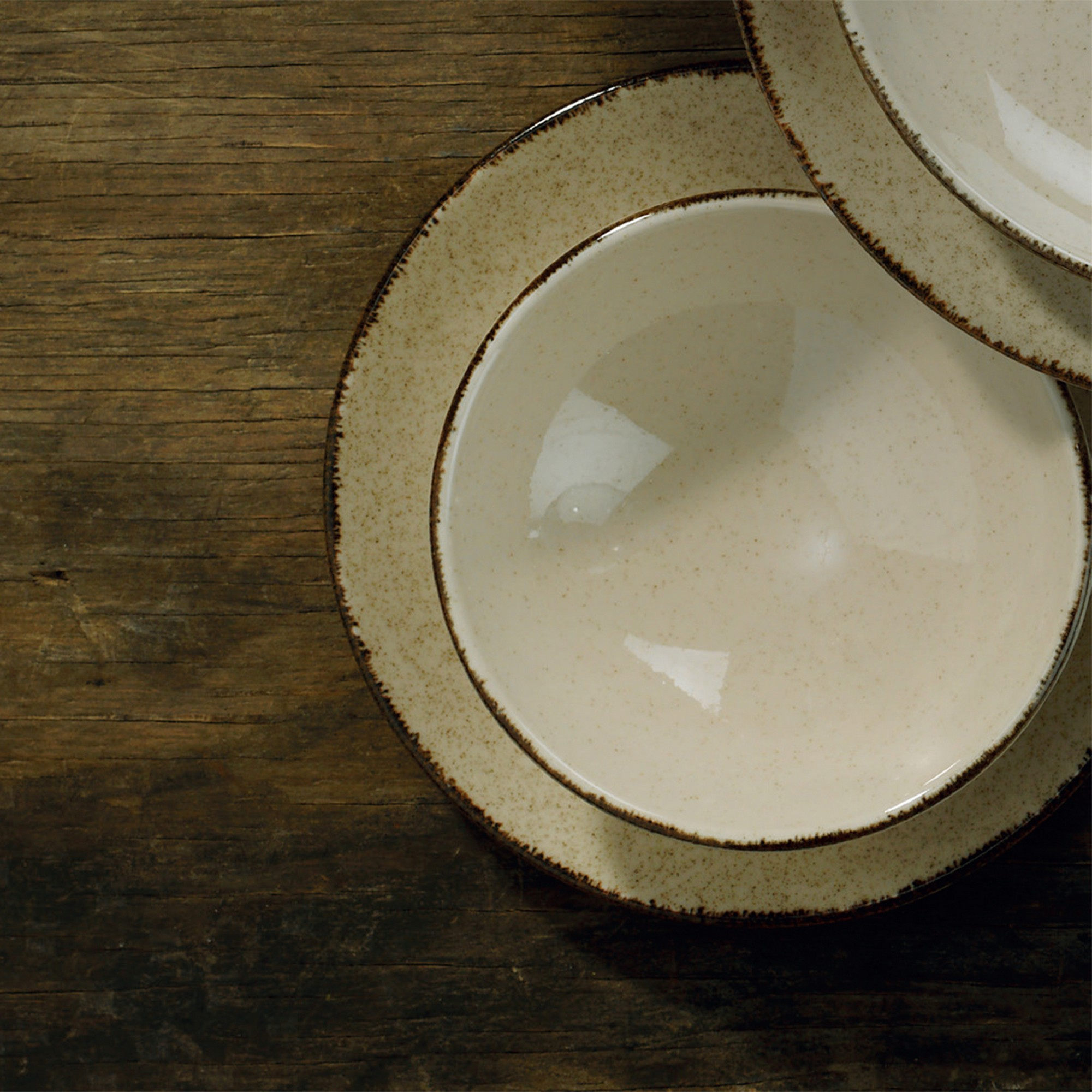 Plate set 18-piece Porcelain Cinnamon brown
