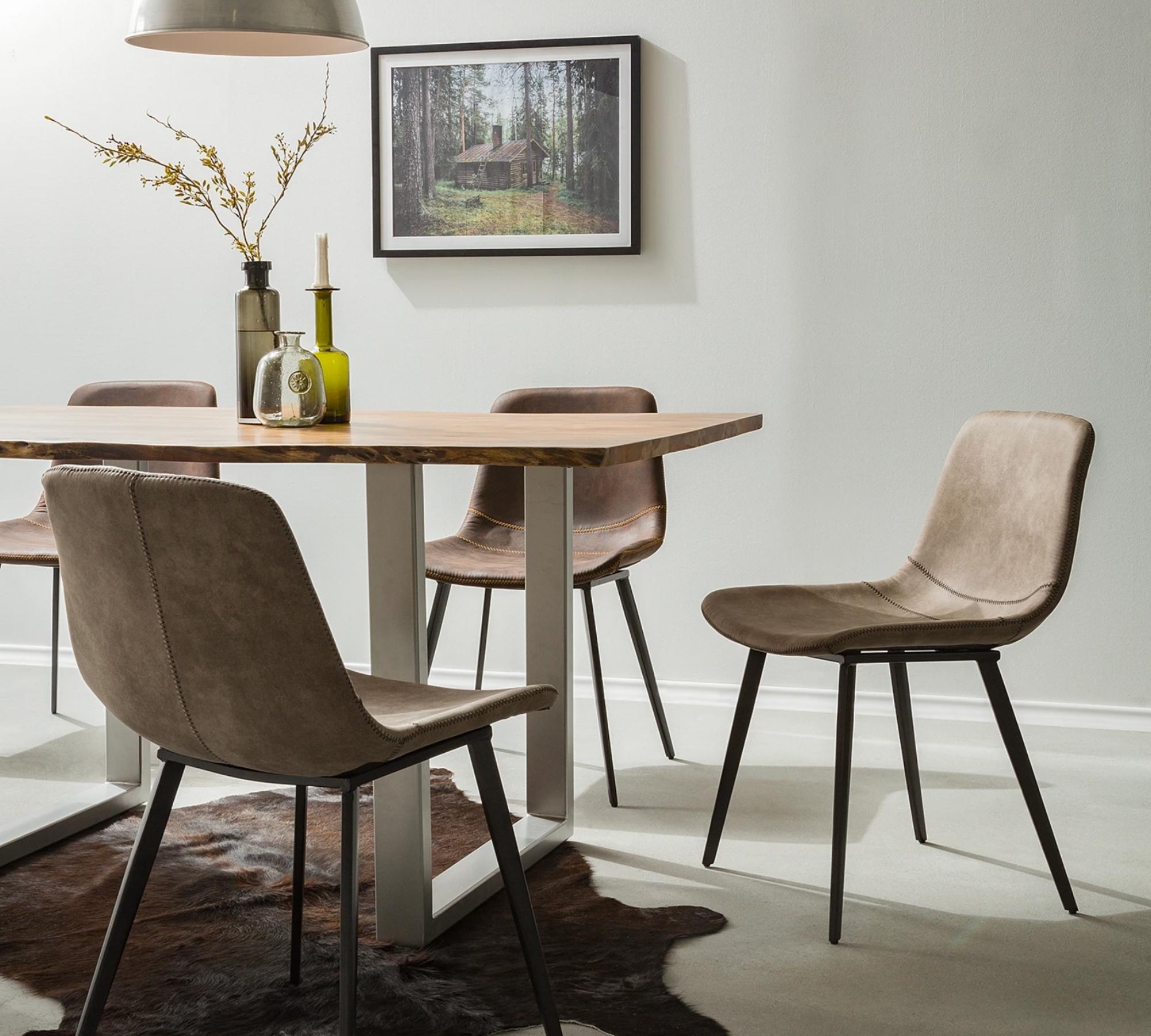 2x Esszimmerstuhl Mikrofaser Beige 