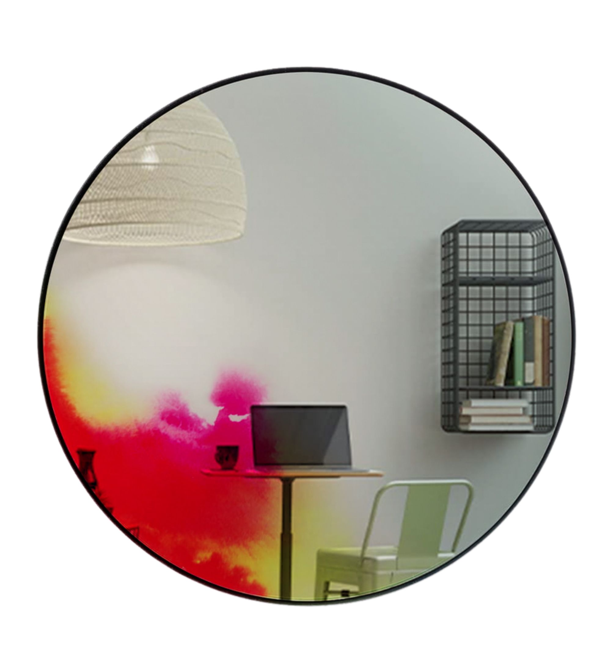 Francis Wandspiegel Aluminium Small Rosa Gelb