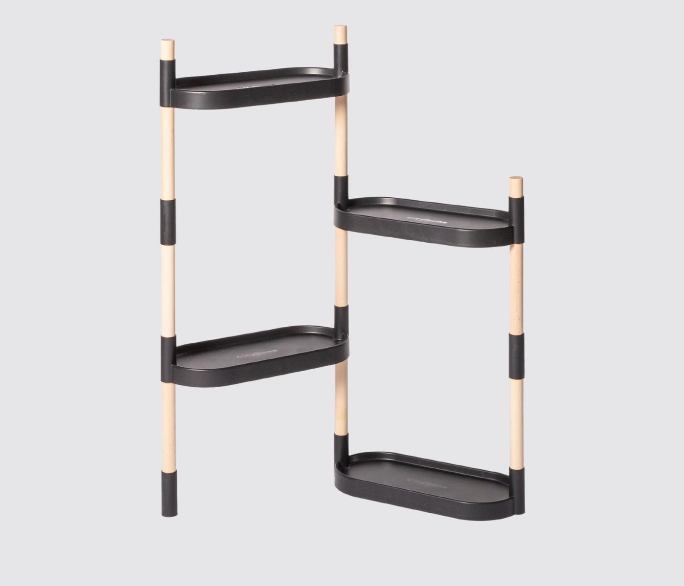 Modular plant stand with 4 shelves Black