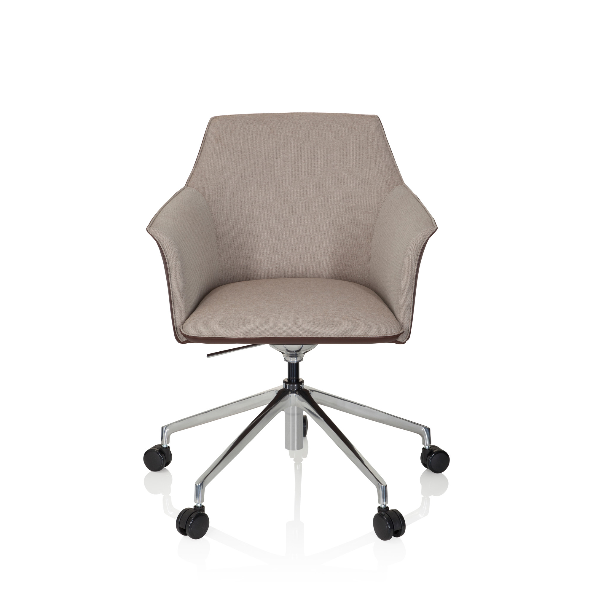 AREZZO Office chair Swivel with castors Faux leather Beige/Brown