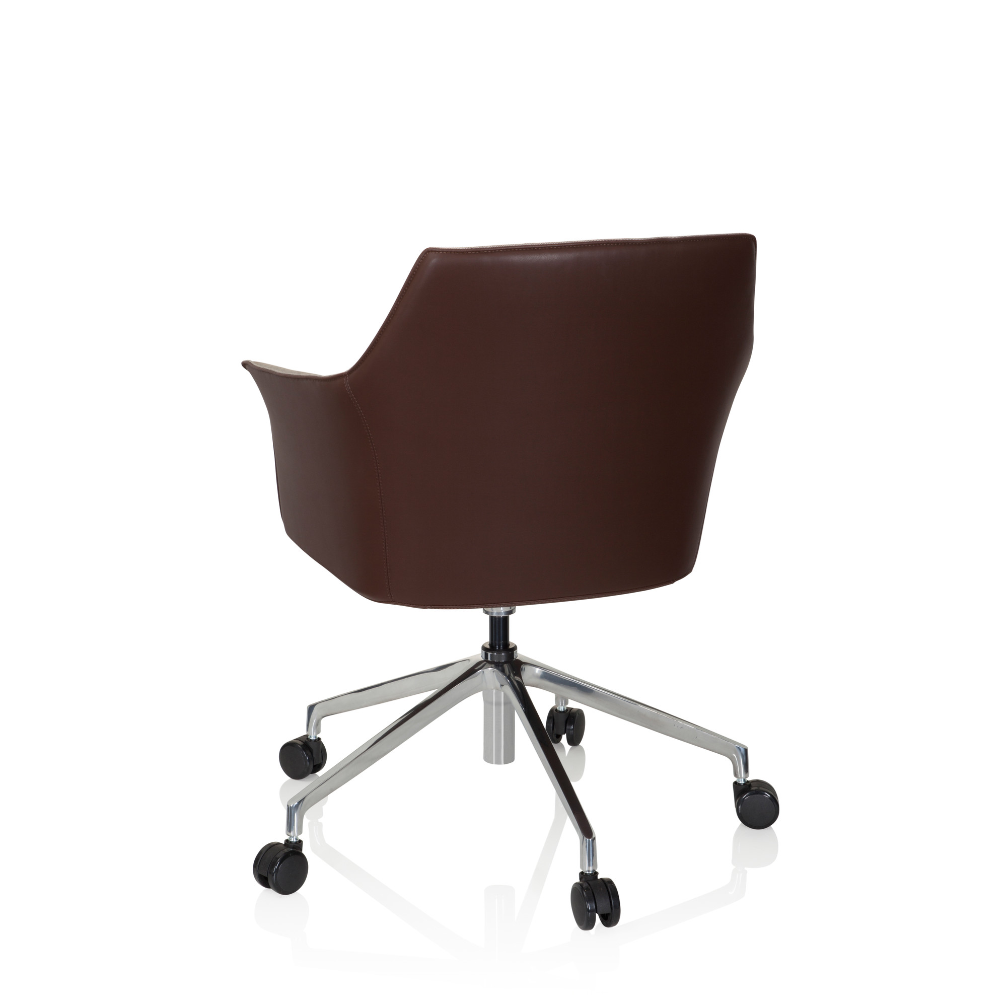 AREZZO Office chair Swivel with castors Faux leather Beige/Brown