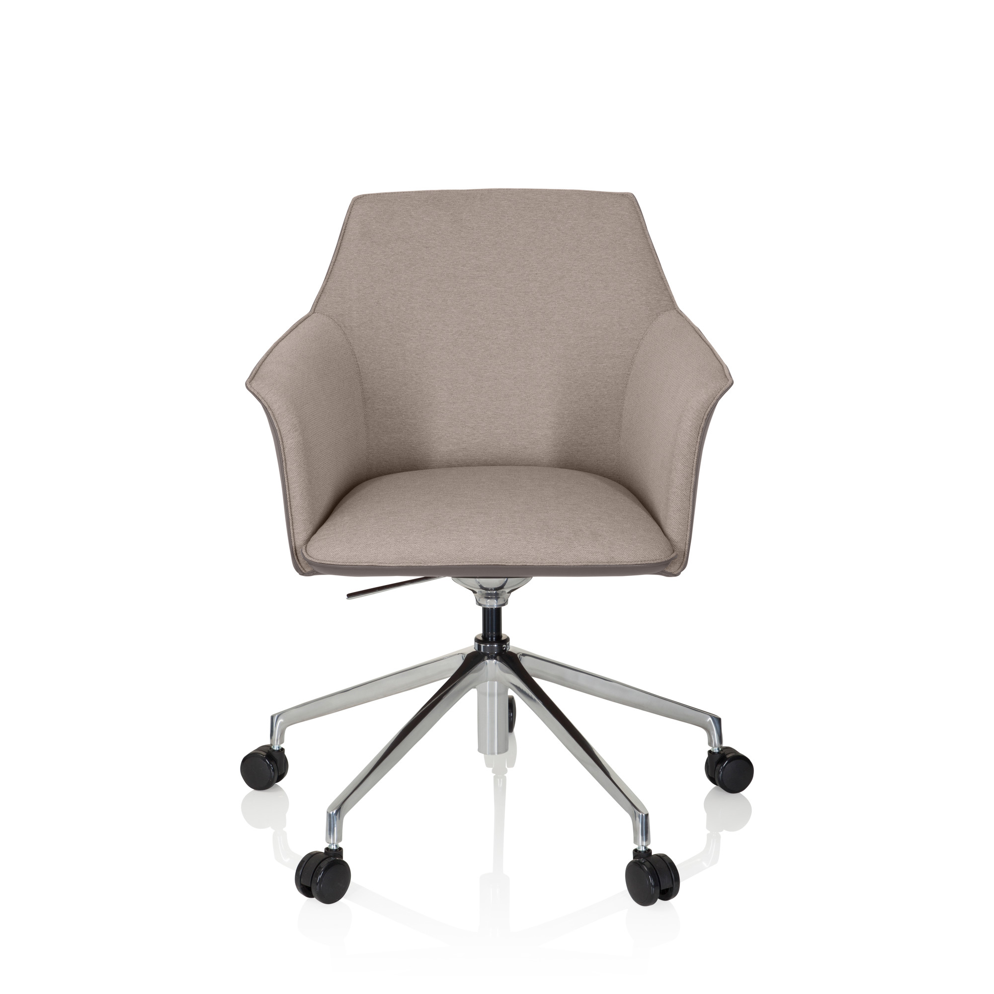 AREZZO Swivel office chair with castors Faux leather Beige/Taupe