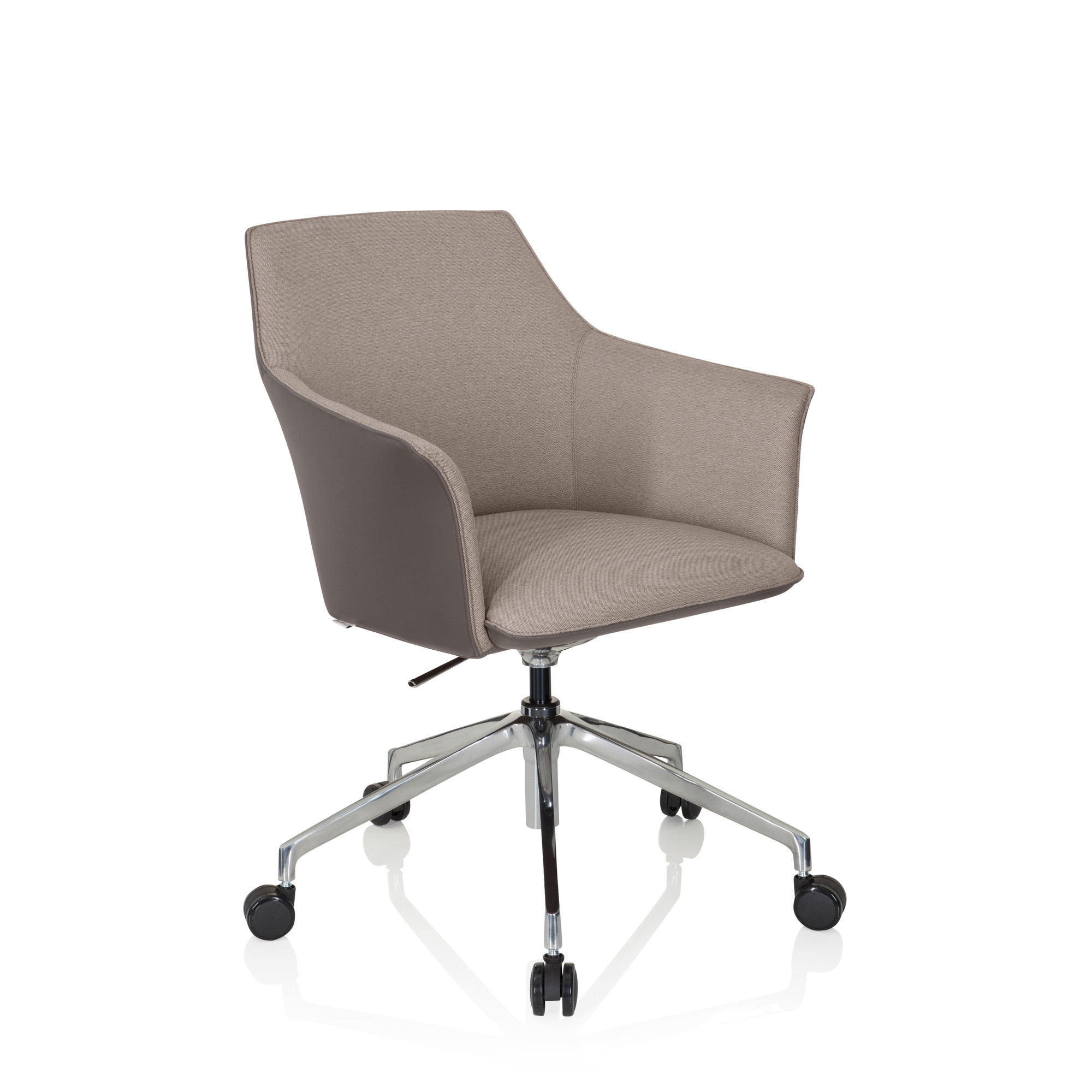 AREZZO Swivel office chair with castors Faux leather Beige/Taupe