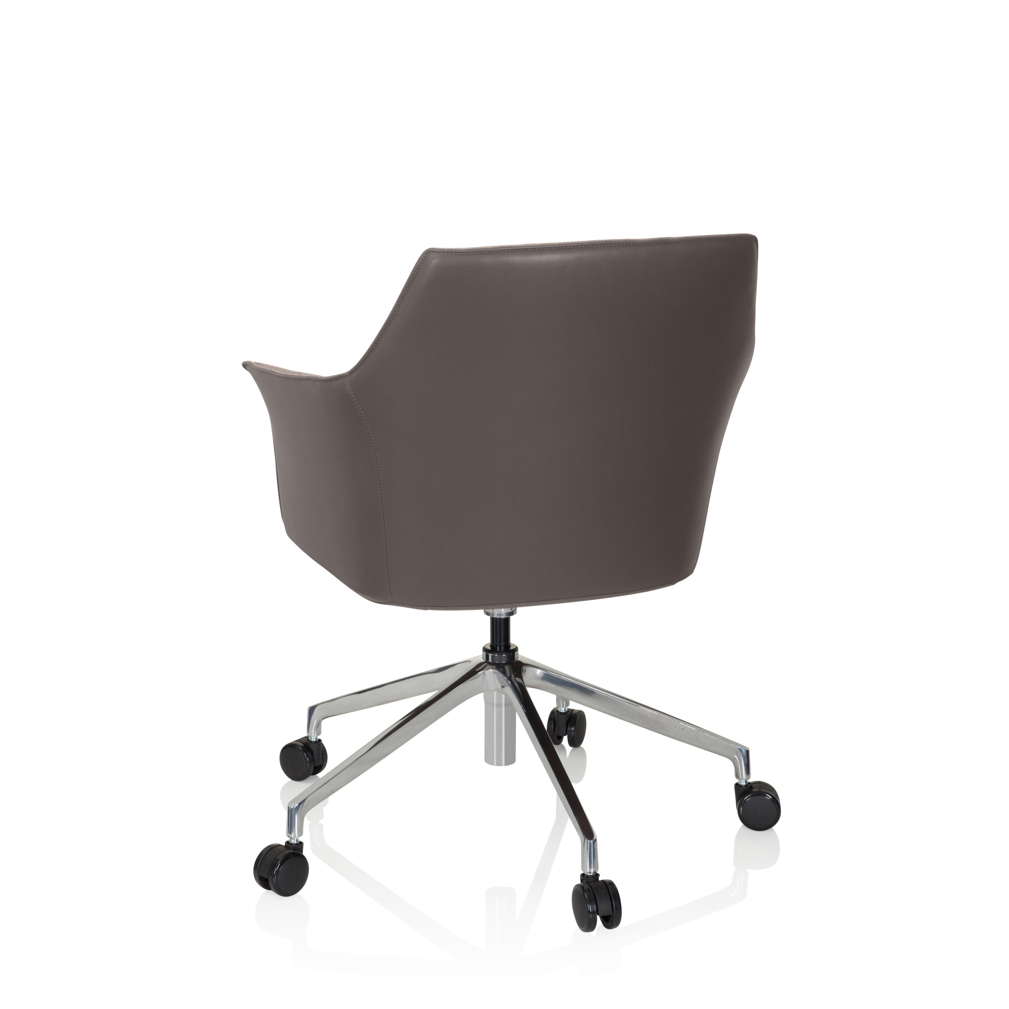 AREZZO Swivel office chair with castors Faux leather Beige/Taupe