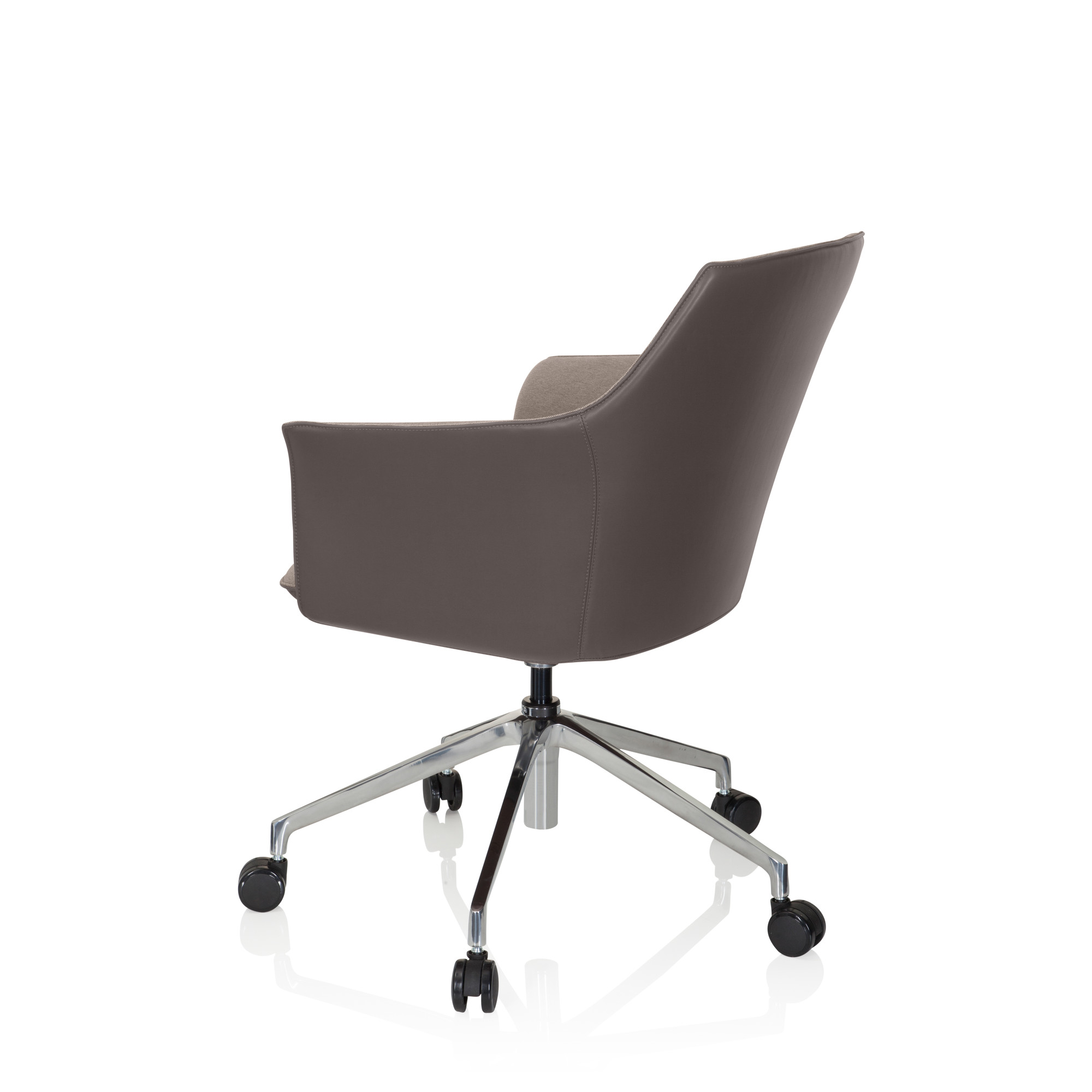 AREZZO Swivel office chair with castors Faux leather Beige/Taupe