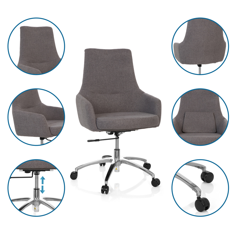 SHAKE 100 Sedia da ufficio con rotelle Girevole Tessuto Grigio scuro