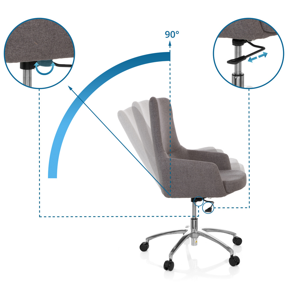 SHAKE 100 Office chair with castors Swivel Fabric Dark Grey