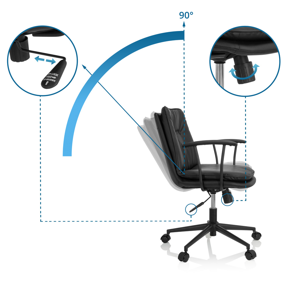 SMALLO Office Chair Swivel Faux Leather Black