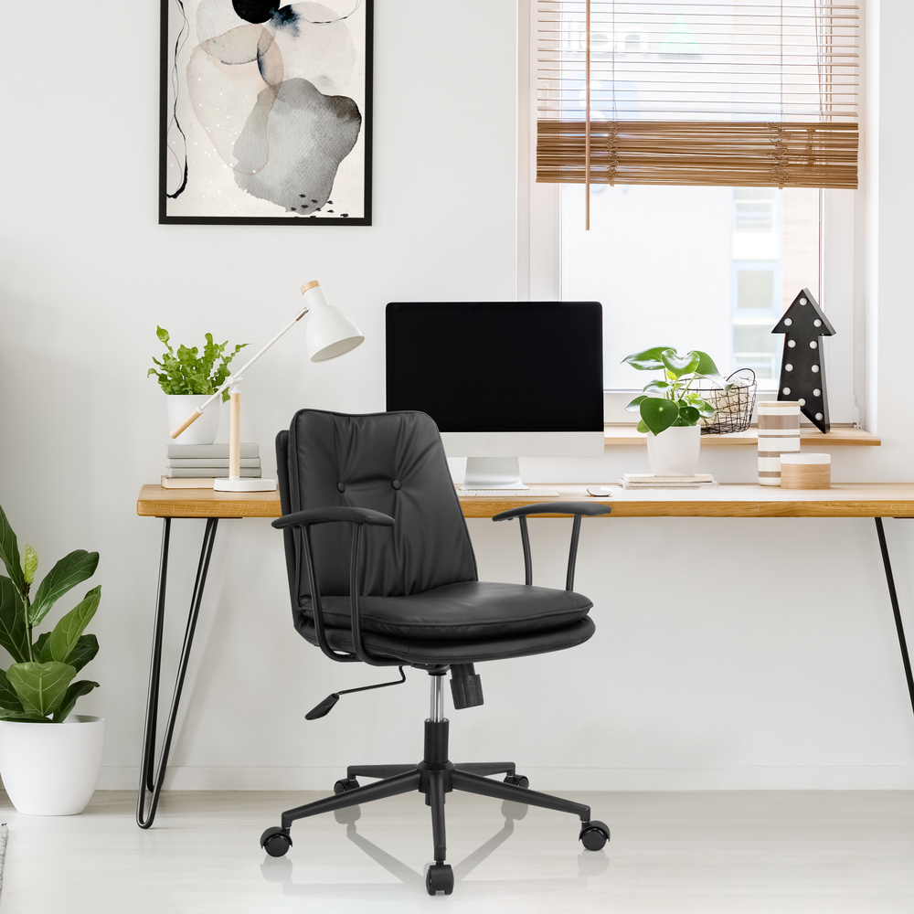 SMALLO Office Chair Swivel Faux Leather Black