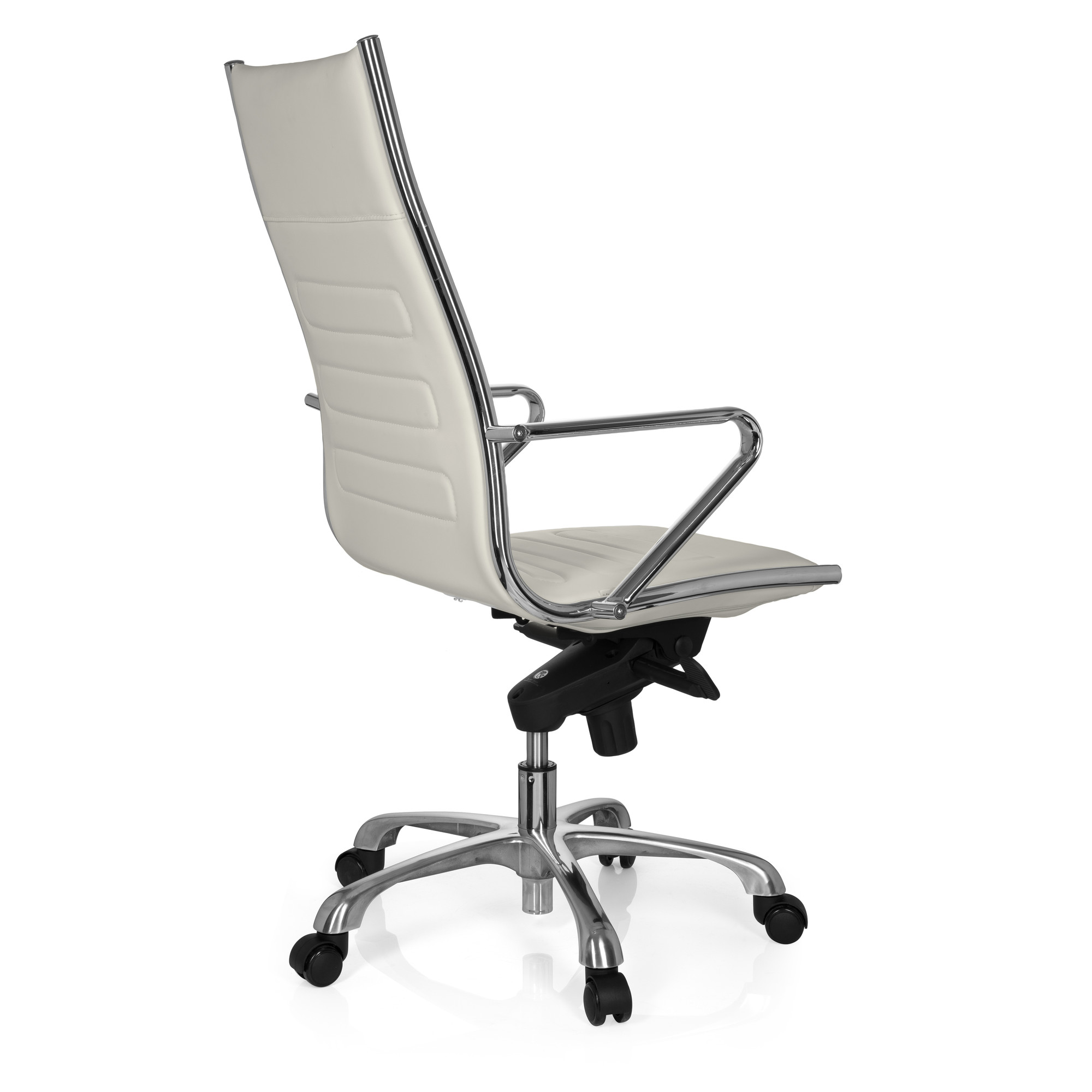 PARIBA III Swivel office chair with casters Faux leather White