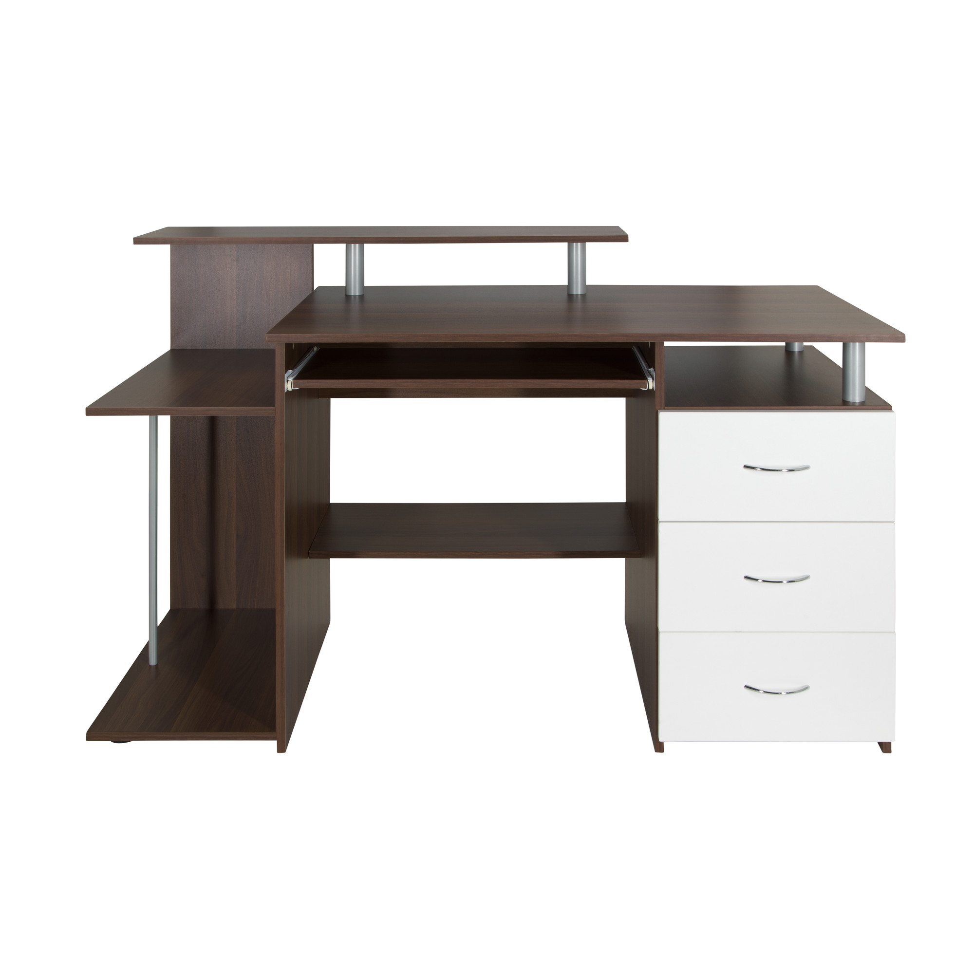 WORKSPACE H IV Desk with drawers Wood Walnut/White
