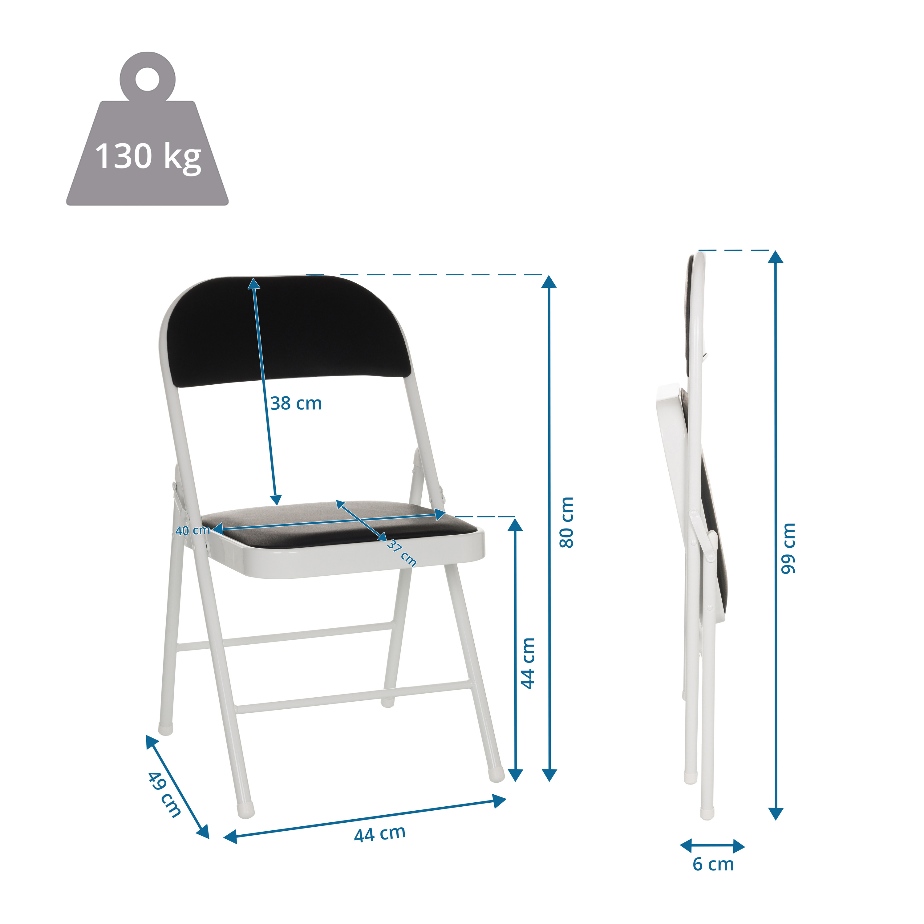TUDELA W Folding chair Faux leather Black