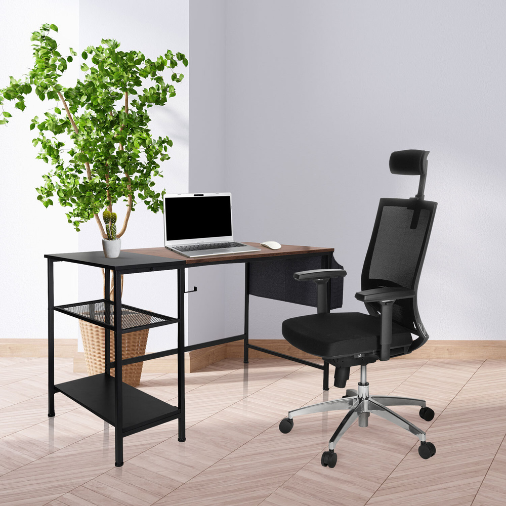 WORKSPACE H I  Desk + Shelf Wood Black