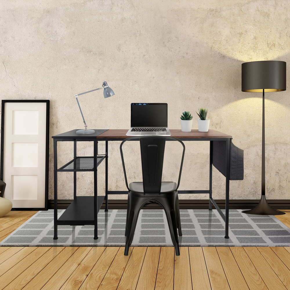 WORKSPACE H I  Desk + Shelf Wood Black