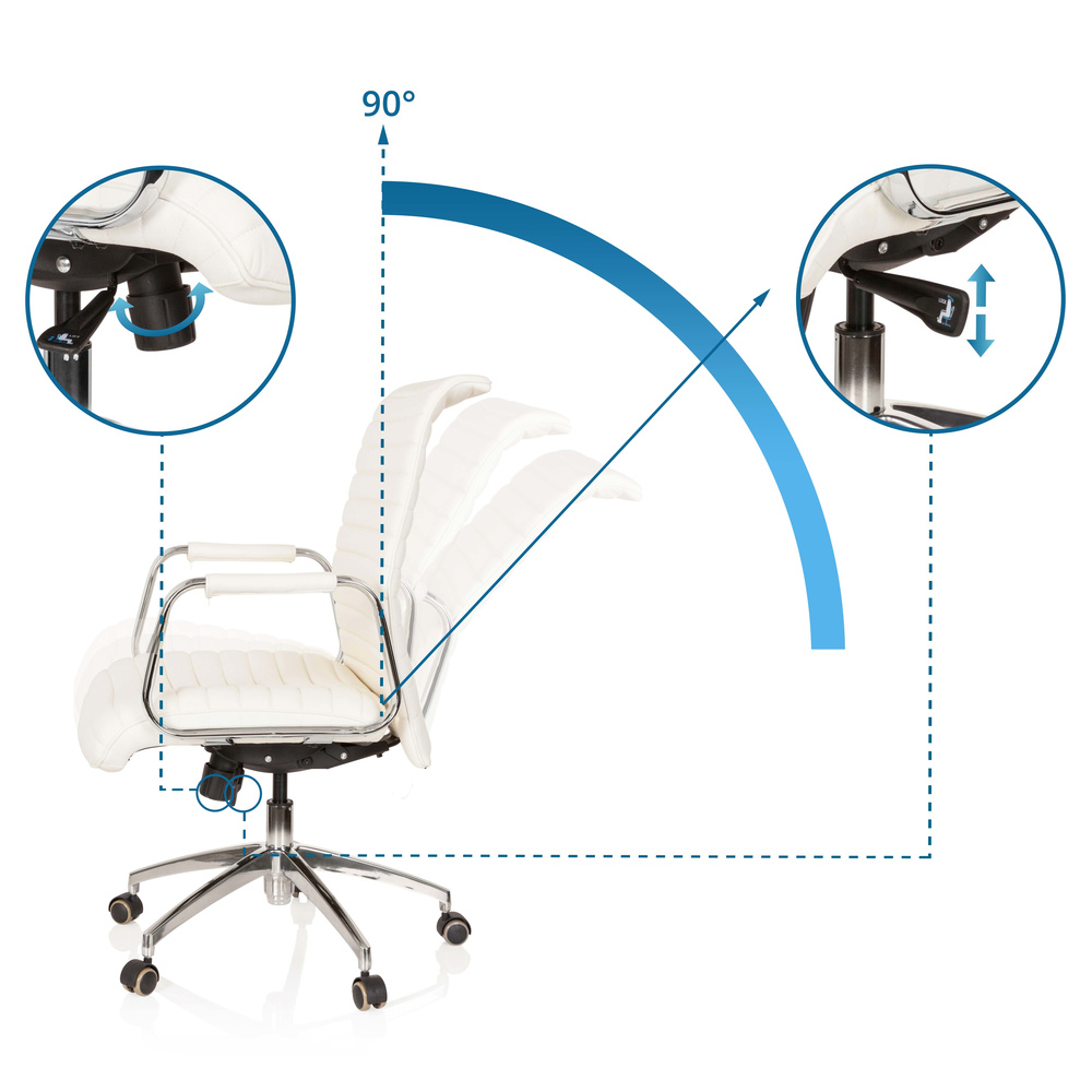 ASPERA 10 Office chair Swivel with castors Leather White