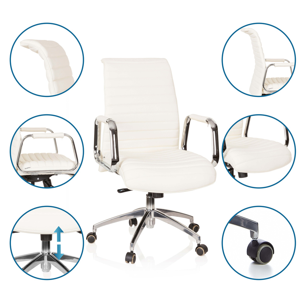 ASPERA 10 Office chair Swivel with castors Leather White