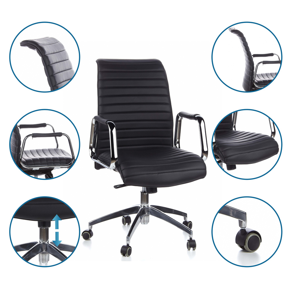 ASPERA 10 Swivel Office Chair with Casters Leather Black