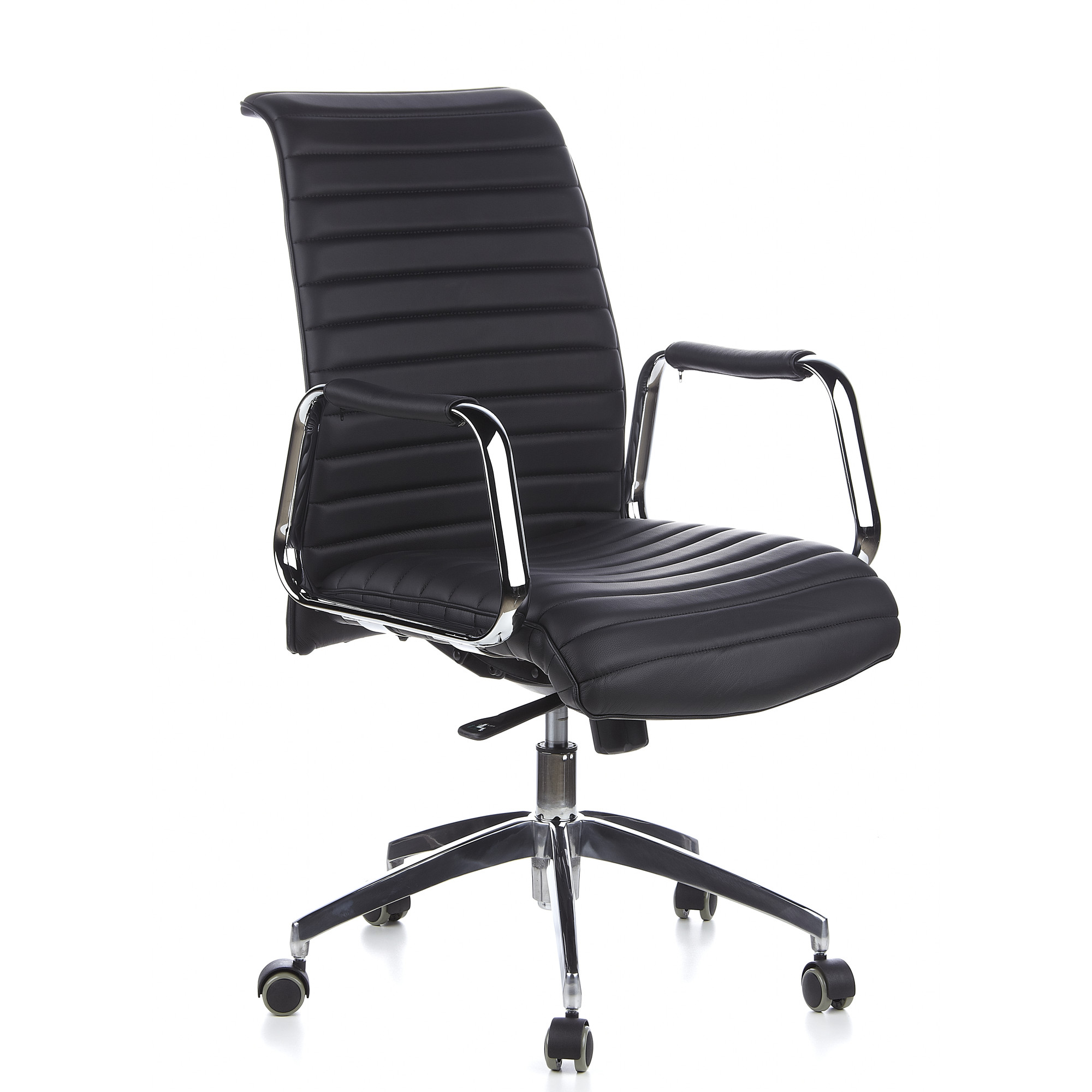 ASPERA 10 Swivel Office Chair with Casters Leather Black