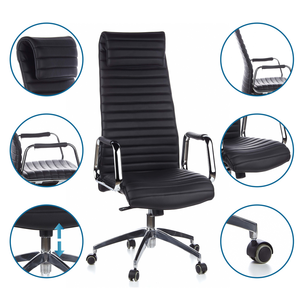 ASPERA 20 Office chair with casters Nappa leather Black