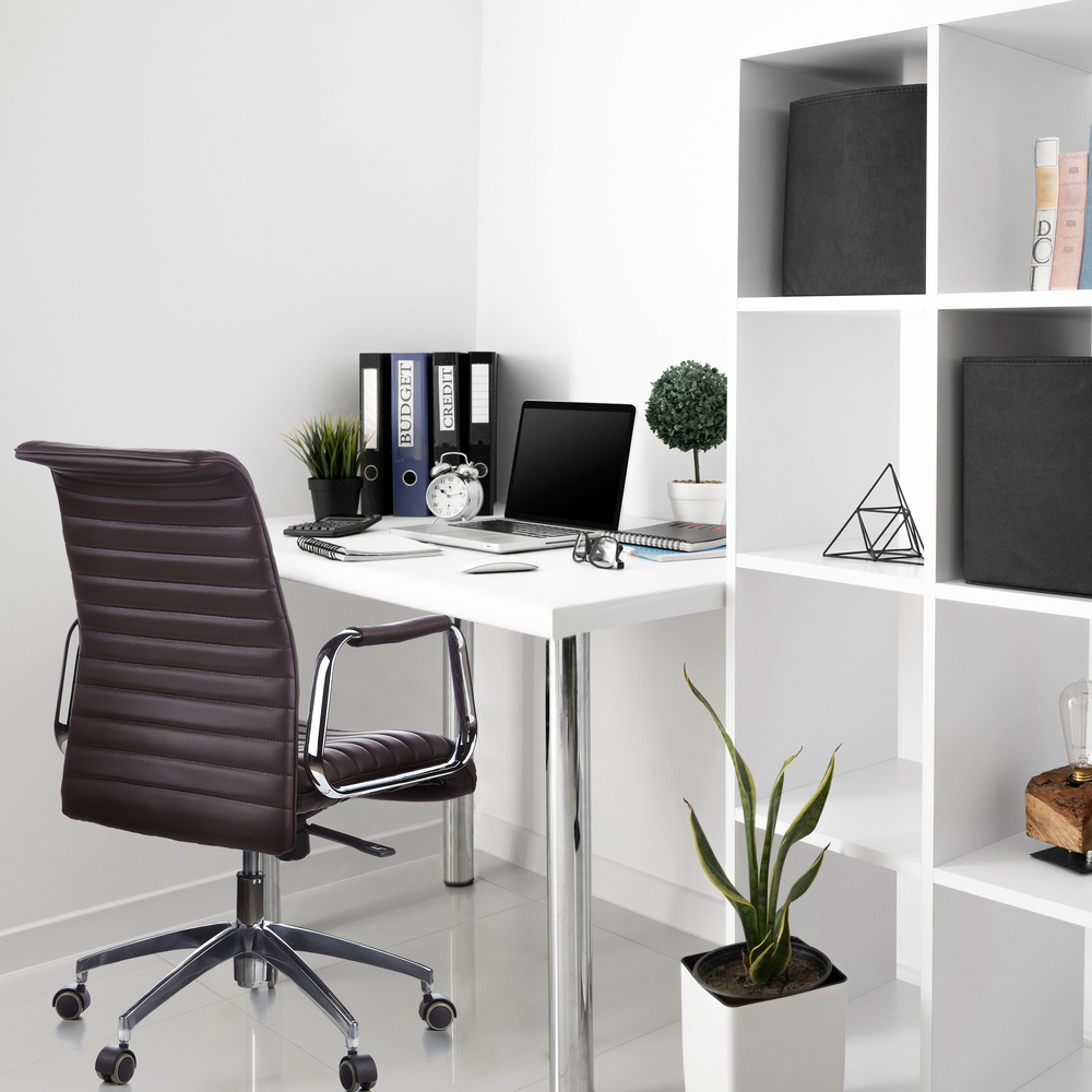 ASPERA 10 Swivel office chair with castors Leather Brown