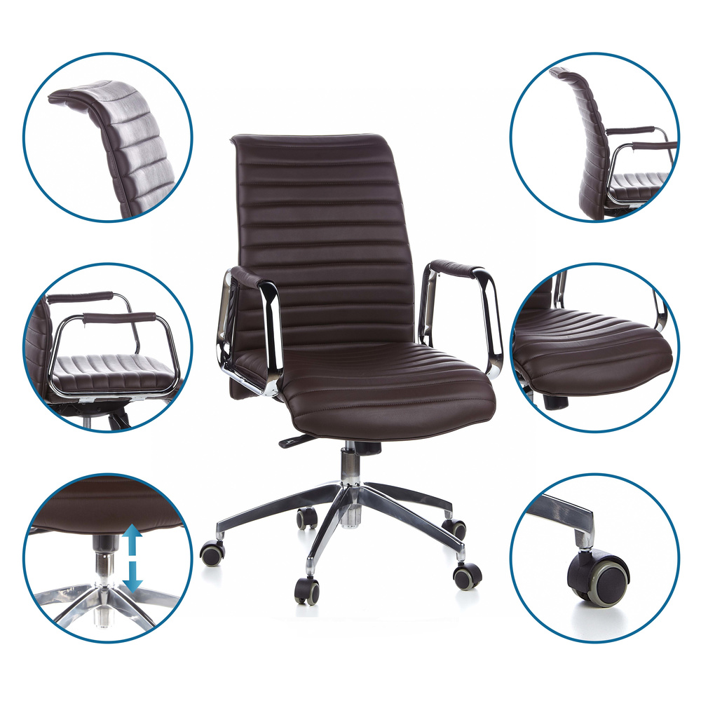 ASPERA 10 Swivel office chair with castors Leather Brown