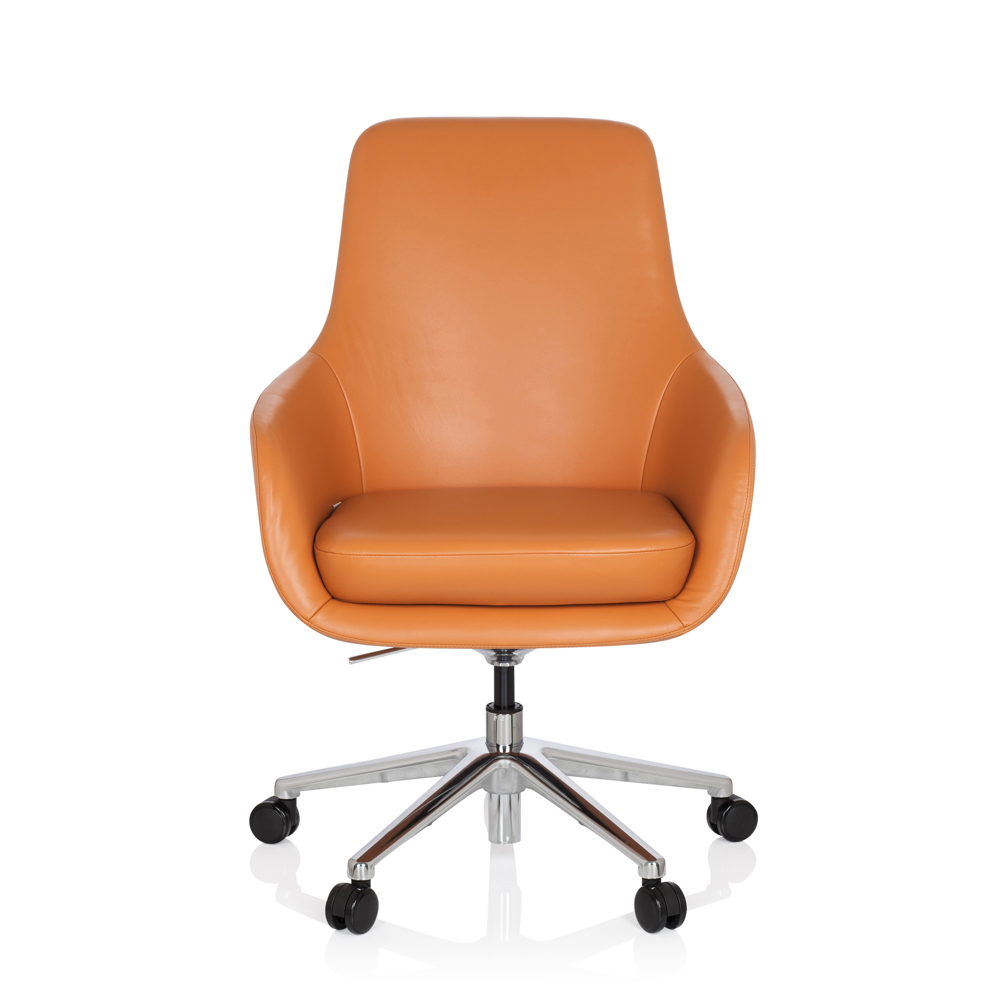 BARENO Office chair with casters Leather Orange