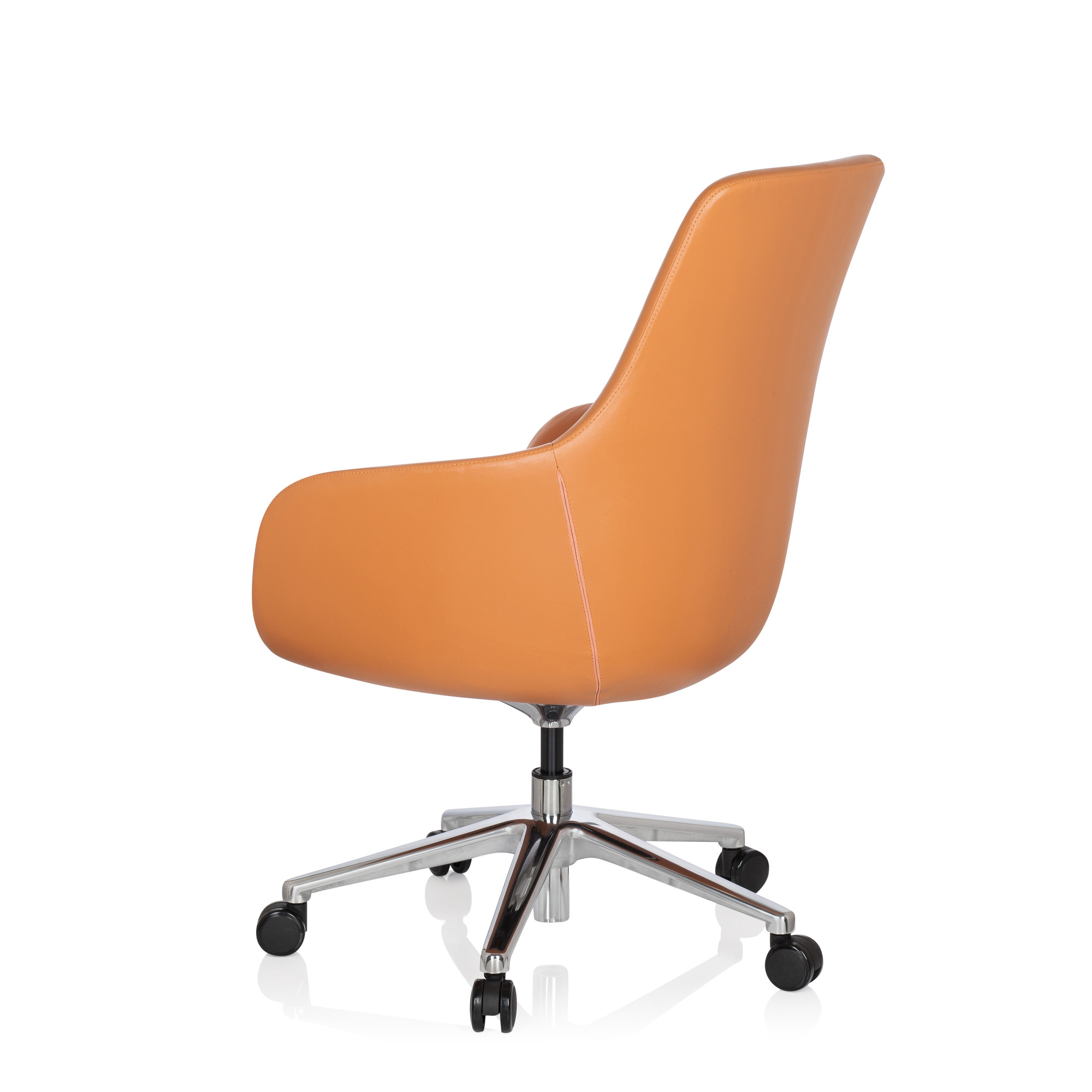 BARENO Office chair with casters Leather Orange