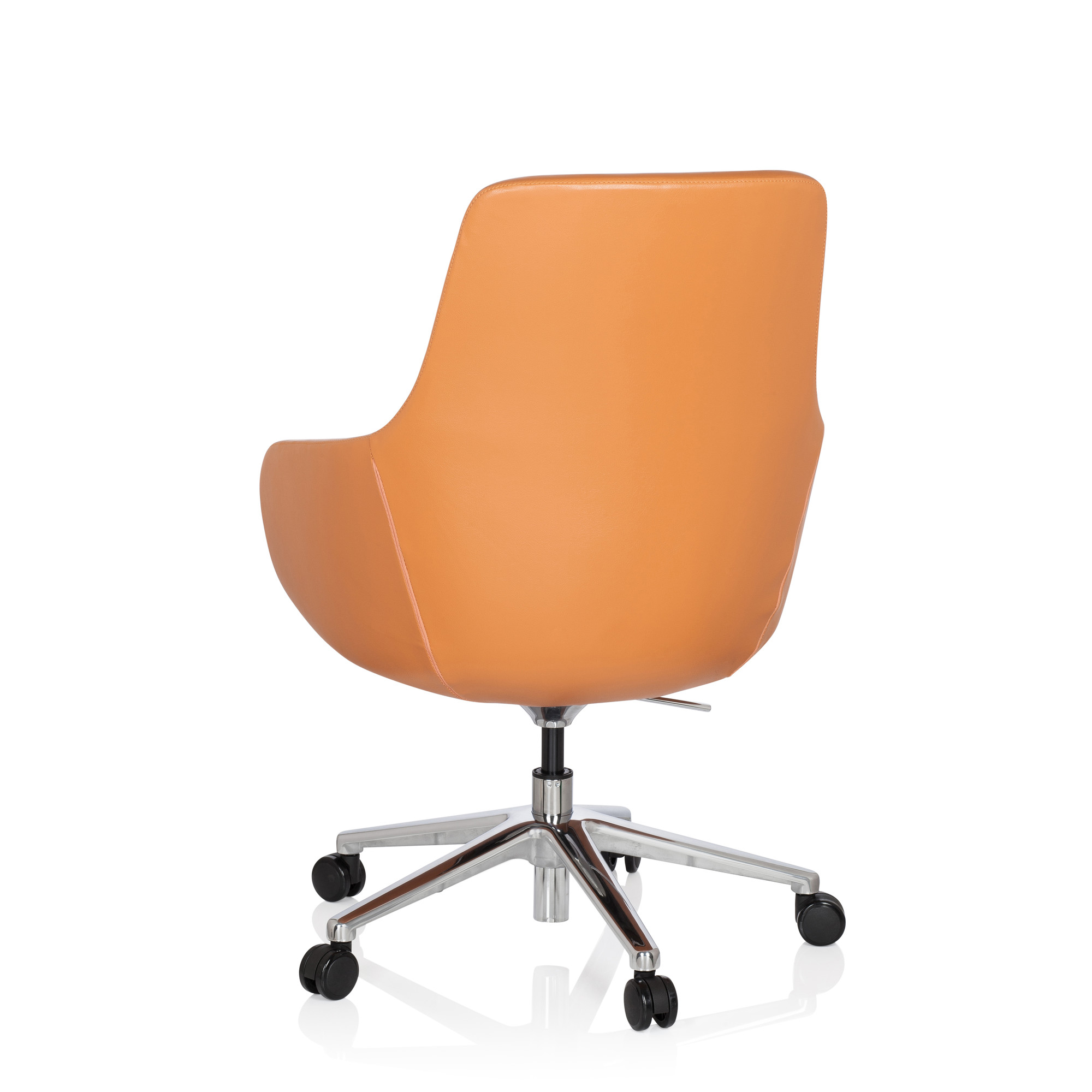 BARENO Office chair with casters Leather Orange